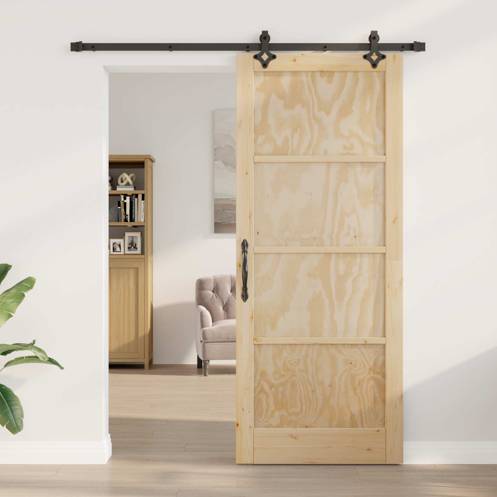 Slankios durys Natūrali ir juoda 86 x 211 cm