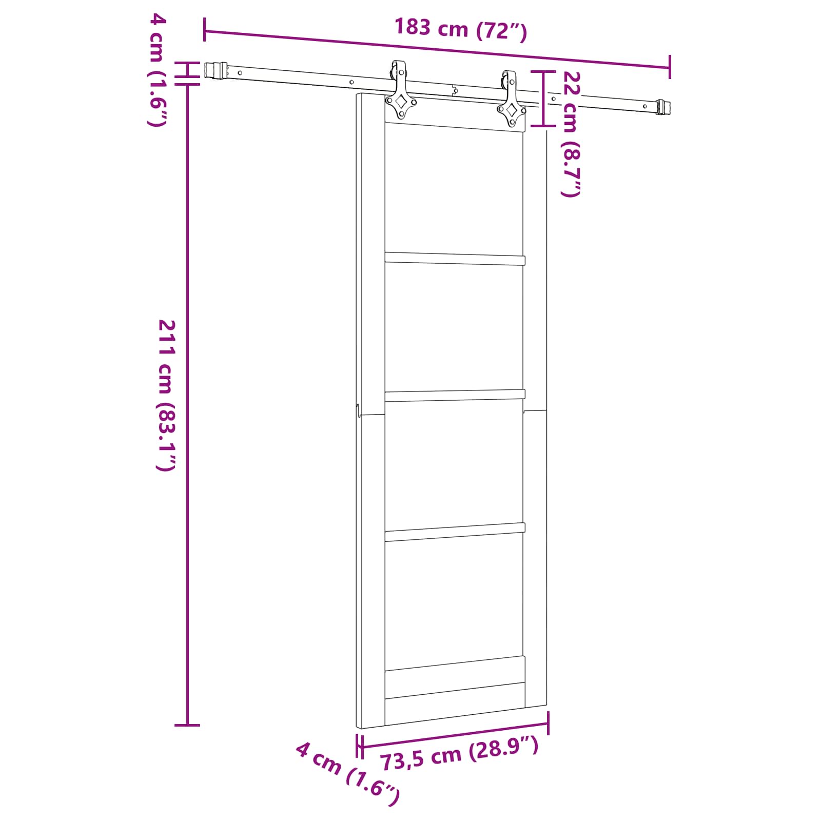 Slankios durys Natūrali ir Balta 73,5 x 211 cm
