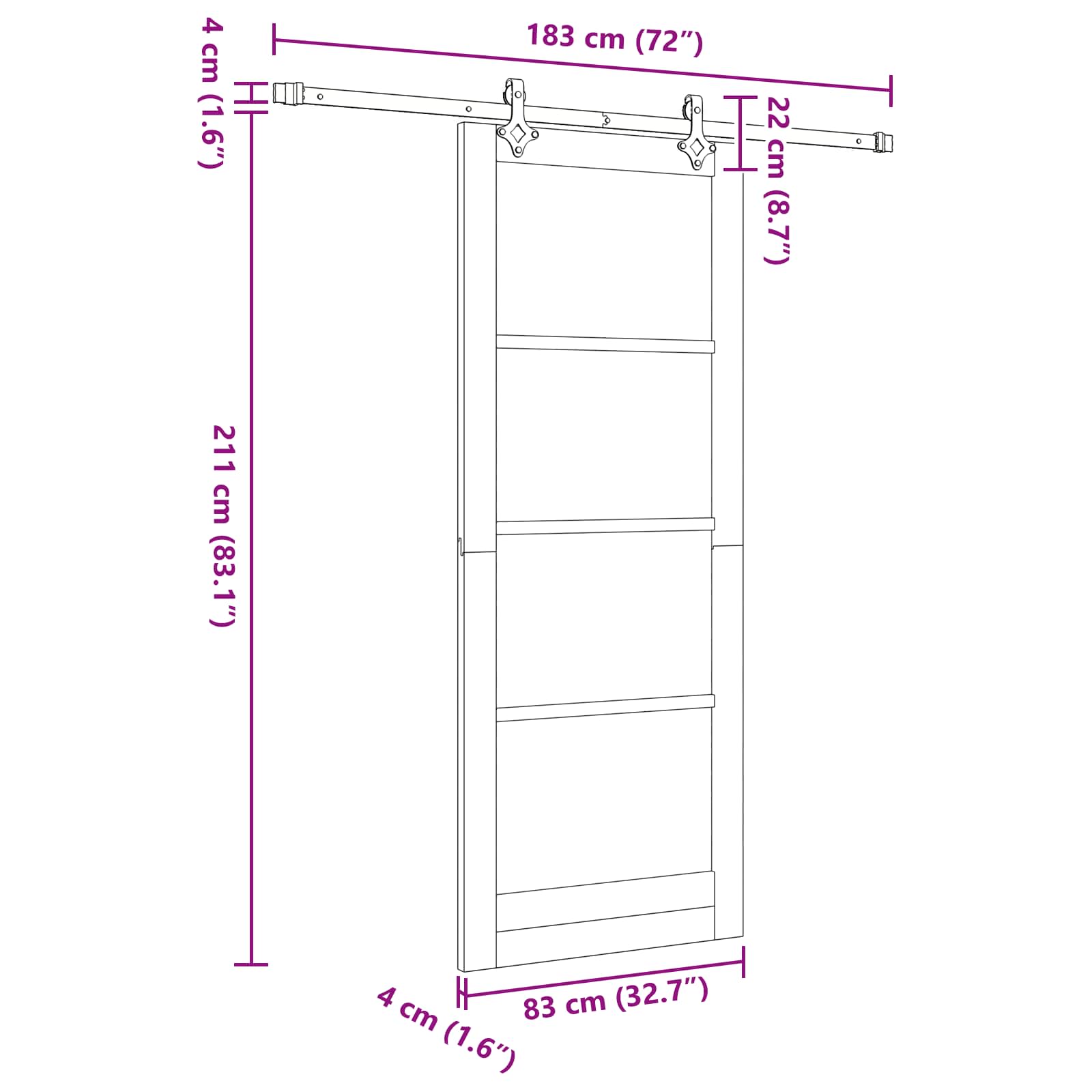 Slankios durys Natūrali ir Balta 83 x 232 cm