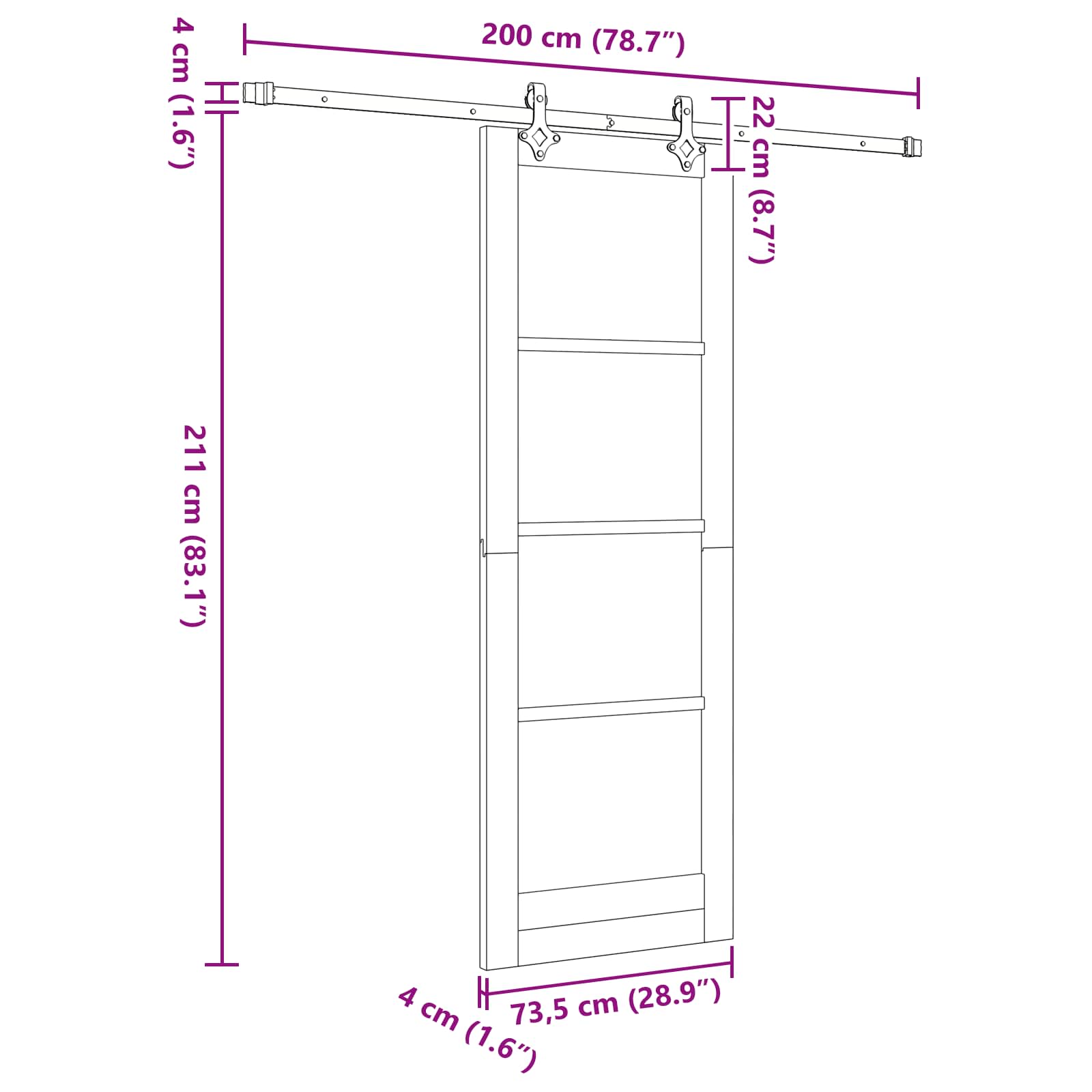 Slankios durys Natūrali ir Balta 73,5 x 211 cm