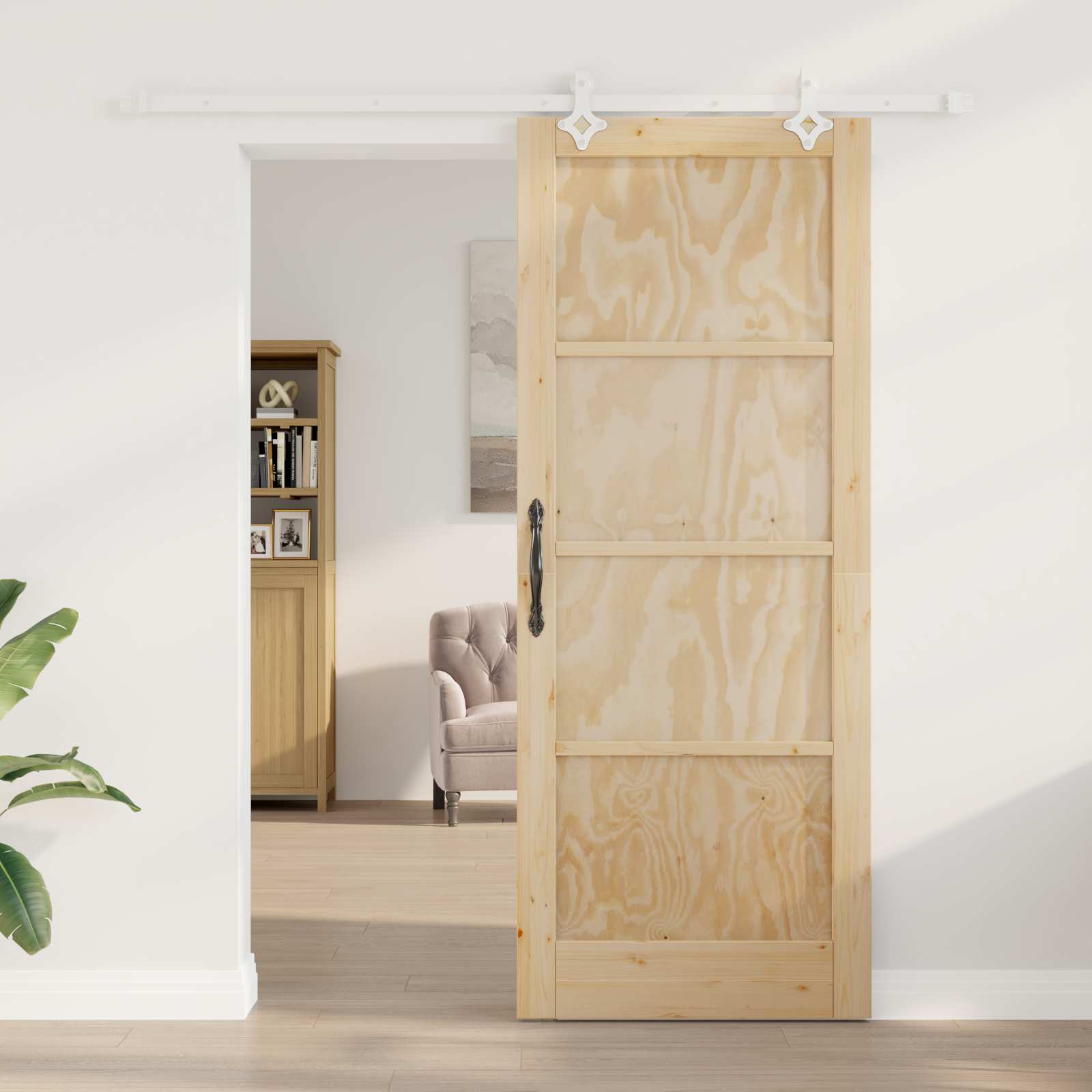 Bīdāmās durvis dabīgā krāsā un baltas 83 x 211 cm