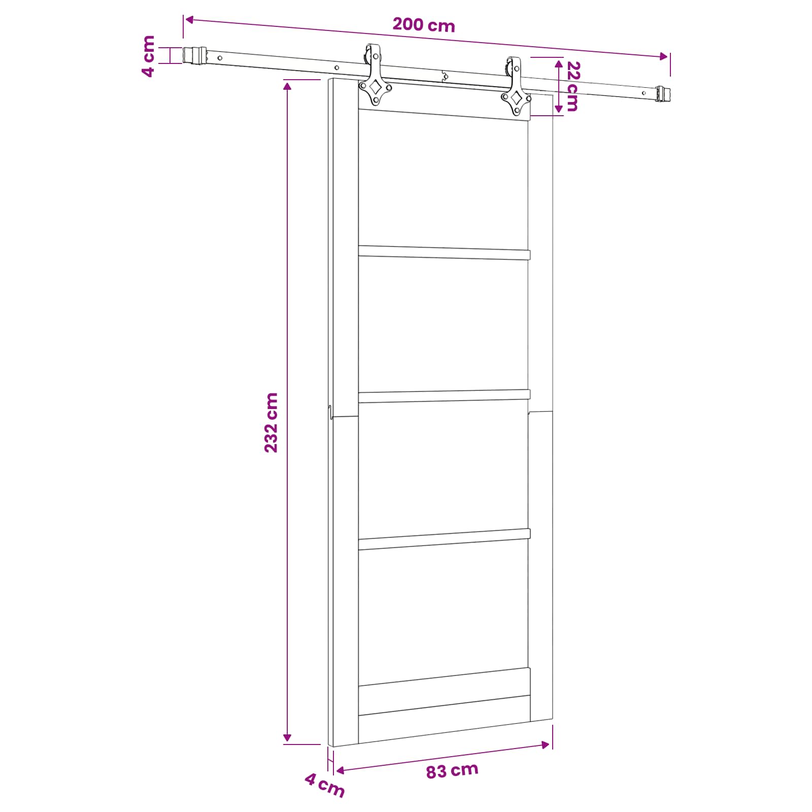 Slankios durys Natūrali ir Balta 83 x 232 cm