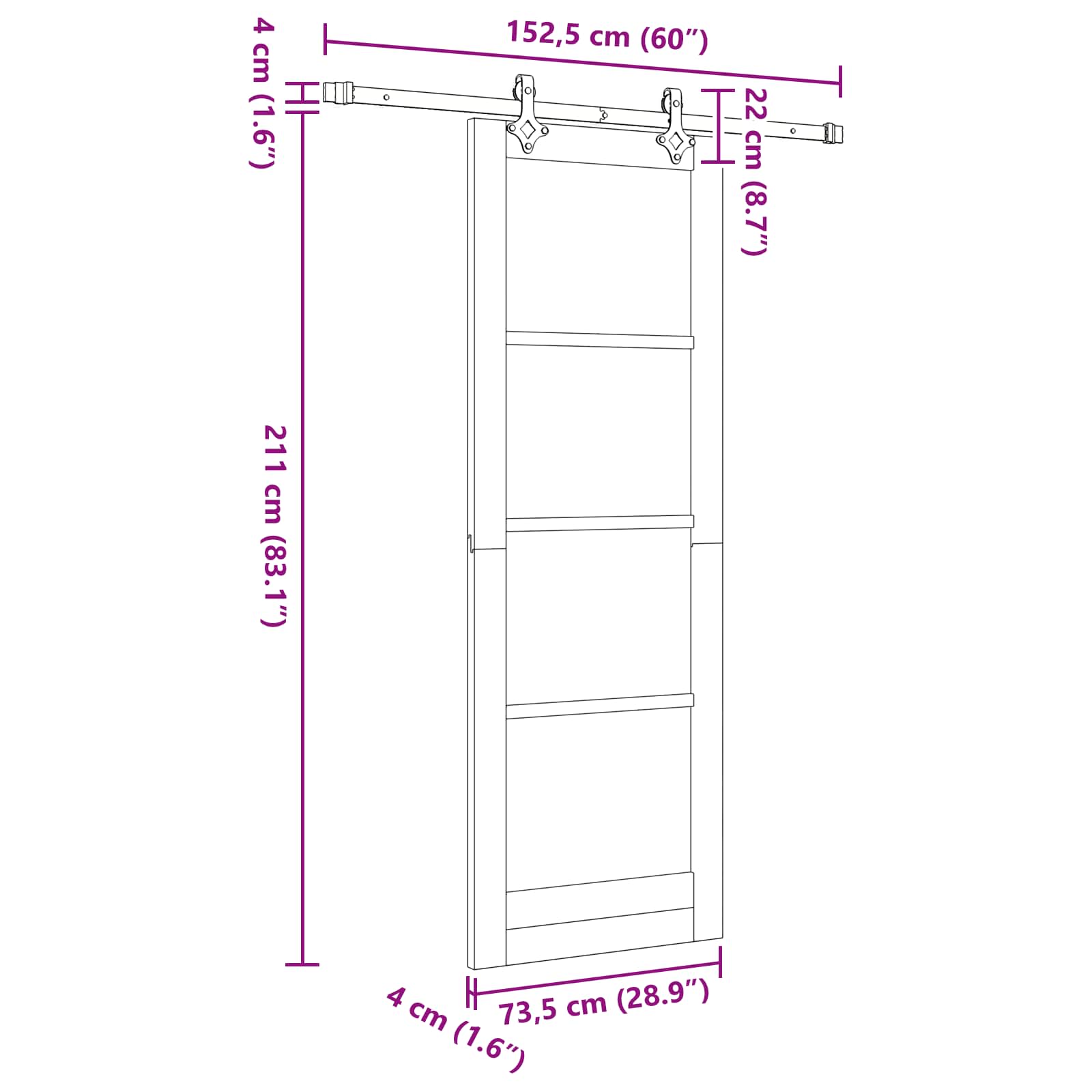 Slankios durys ORKDAL Natūrali 73,5 x 211 cm