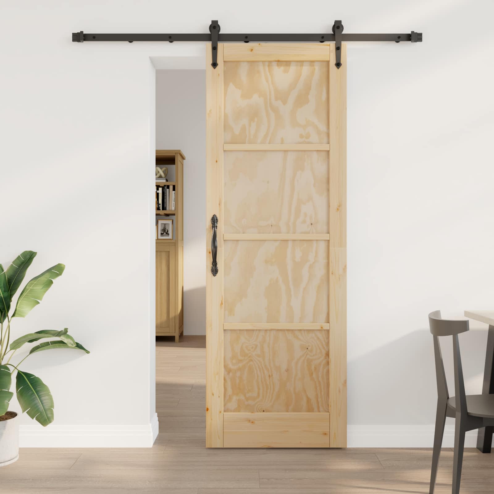 Bīdāmās durvis ORKDAL, dabīgas un melnas, 73,5 x 211 cm