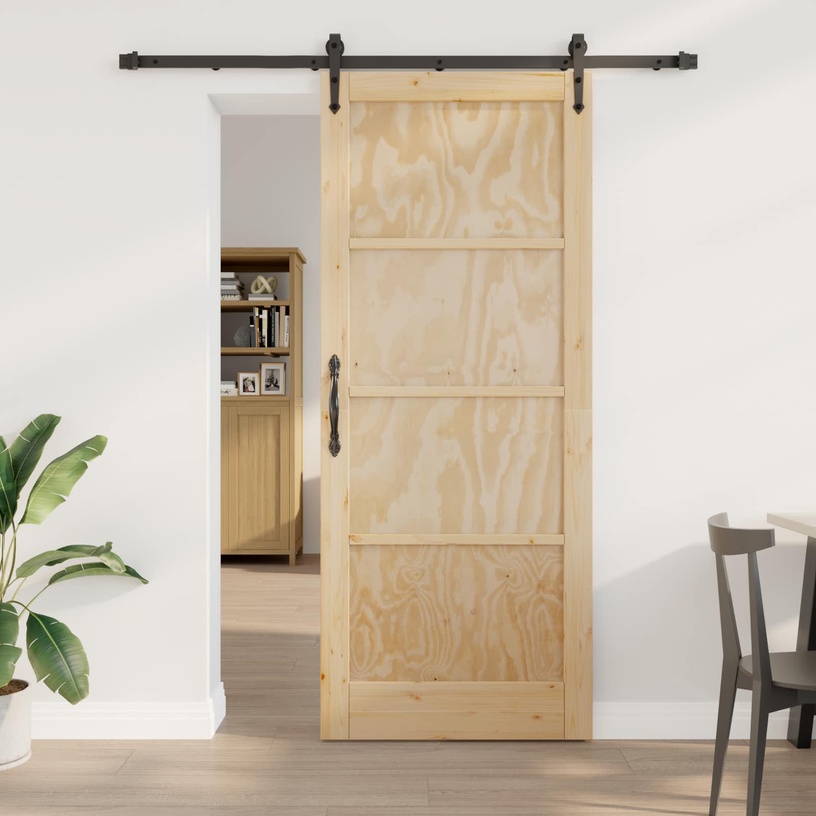 Bīdāmās durvis ORKDAL, dabīgas un melnas, 86 x 211 cm