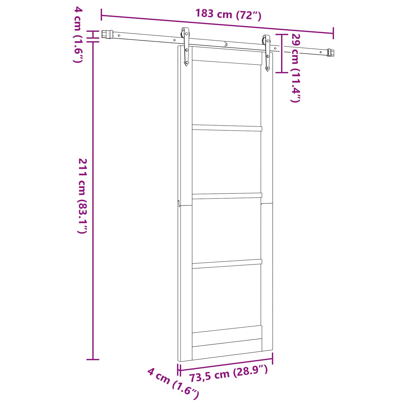 Slankios durys ORKDAL Natūrali ir Balta 73,5 x 211 cm