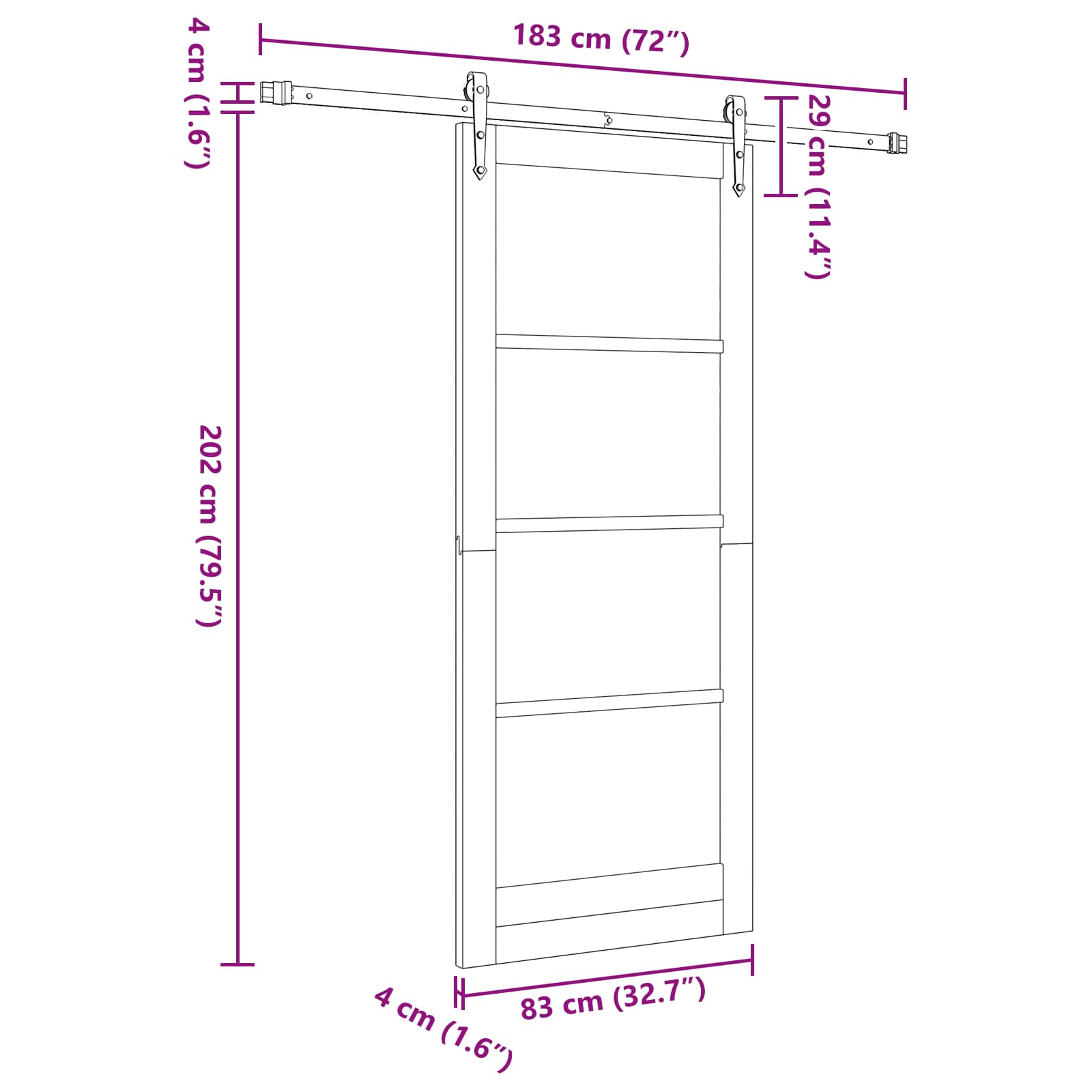 Slankios durys ORKDAL Balta 83 x 202 cm Pušies medienos masyvas