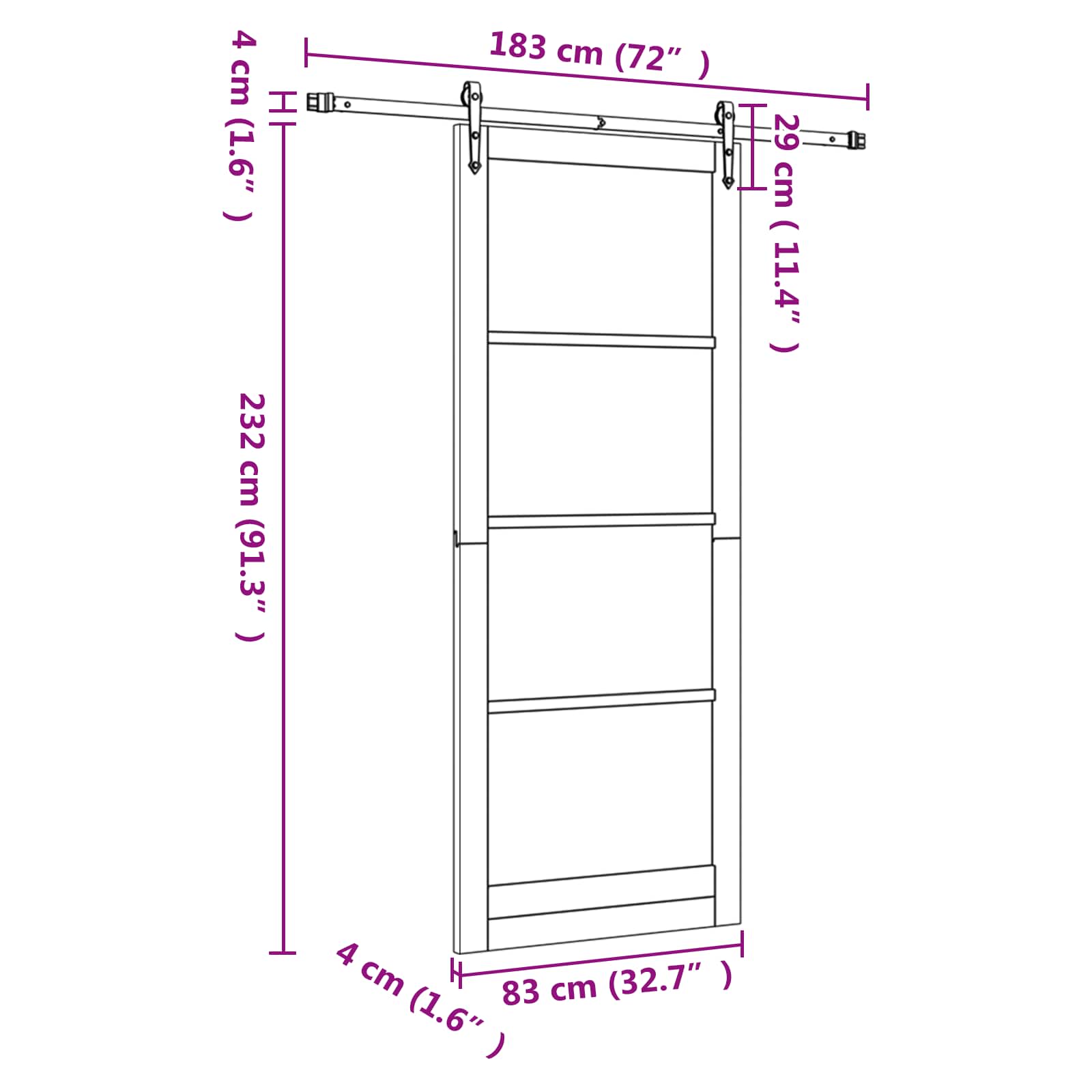 Slankios durys ORKDAL 83 x 232 cm Pušies medienos masyvas