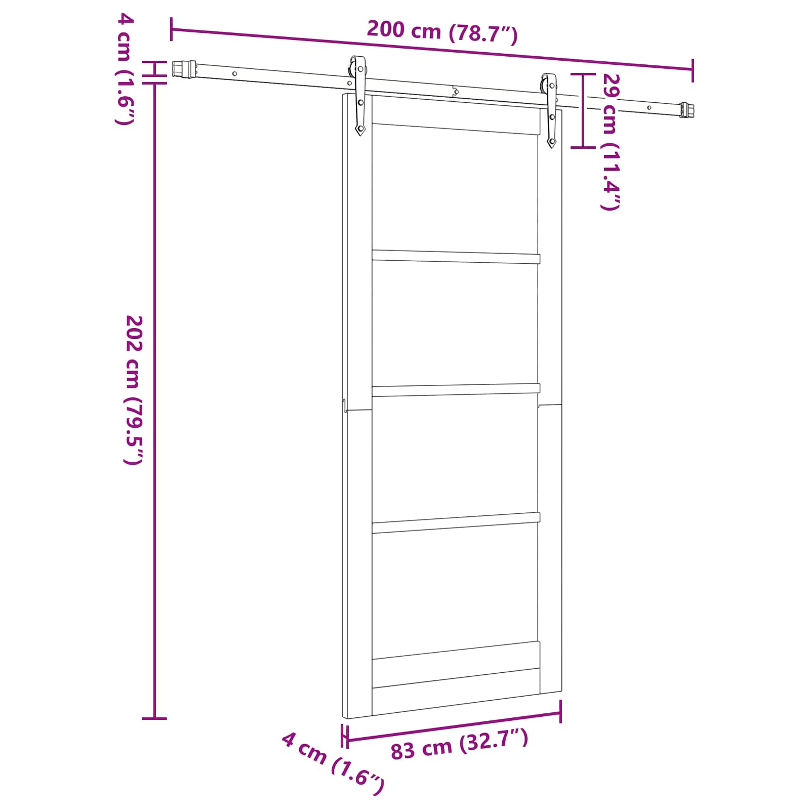 Slankios durys ORKDAL Balta ir juoda 83 x 202 cm