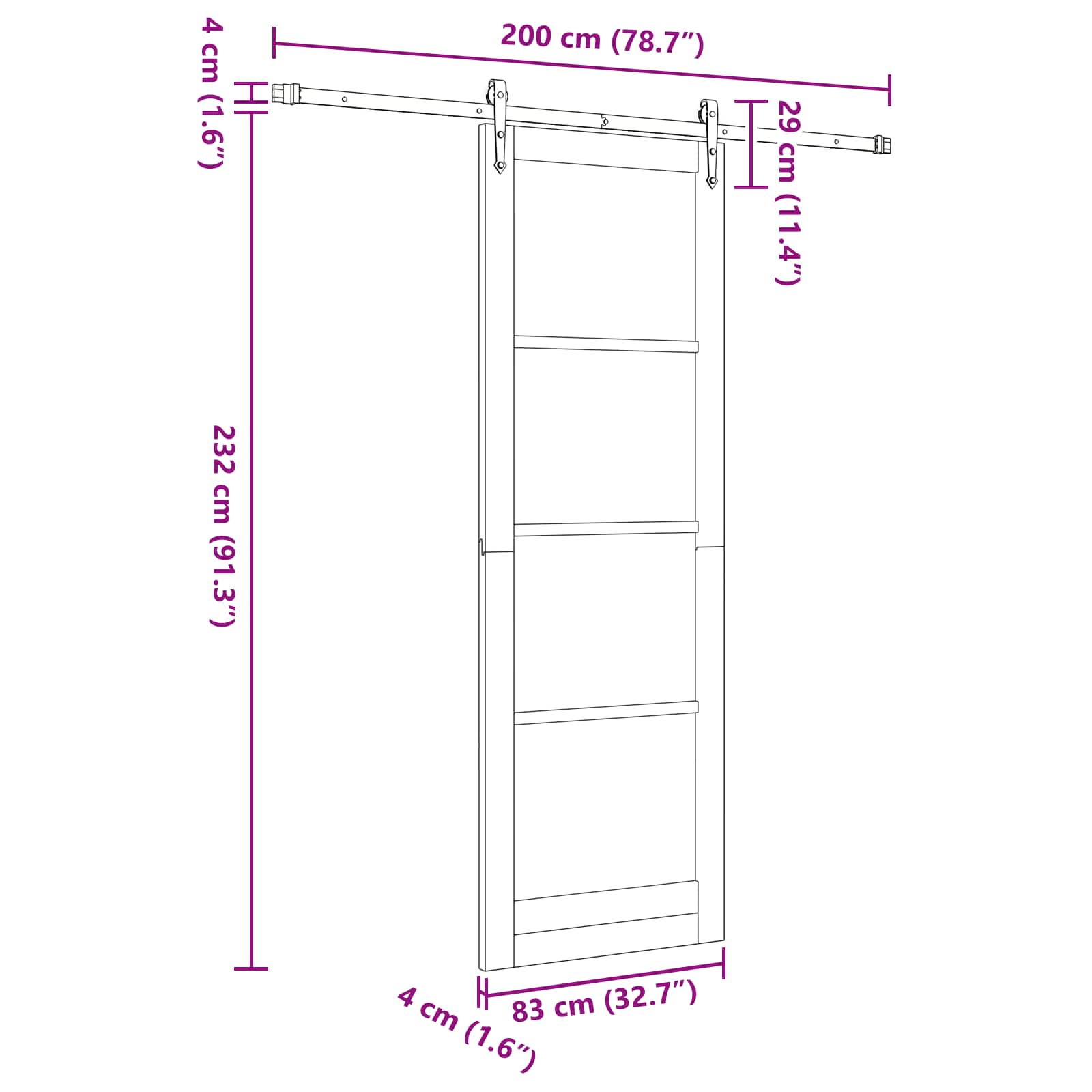 Slankios durys ORKDAL Natūrali ir Balta 83 x 232 cm