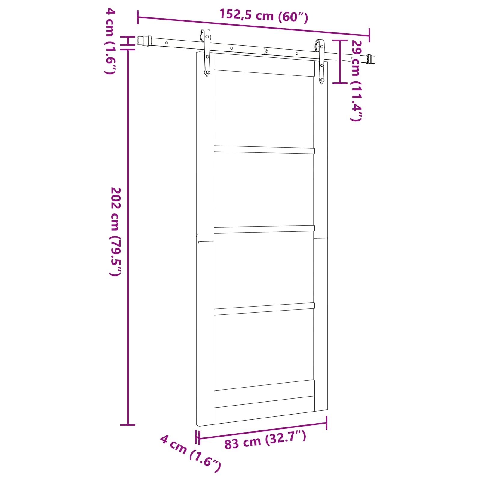 Slankios durys ORKDAL Balta 83 x 202 cm Pušies medienos masyvas