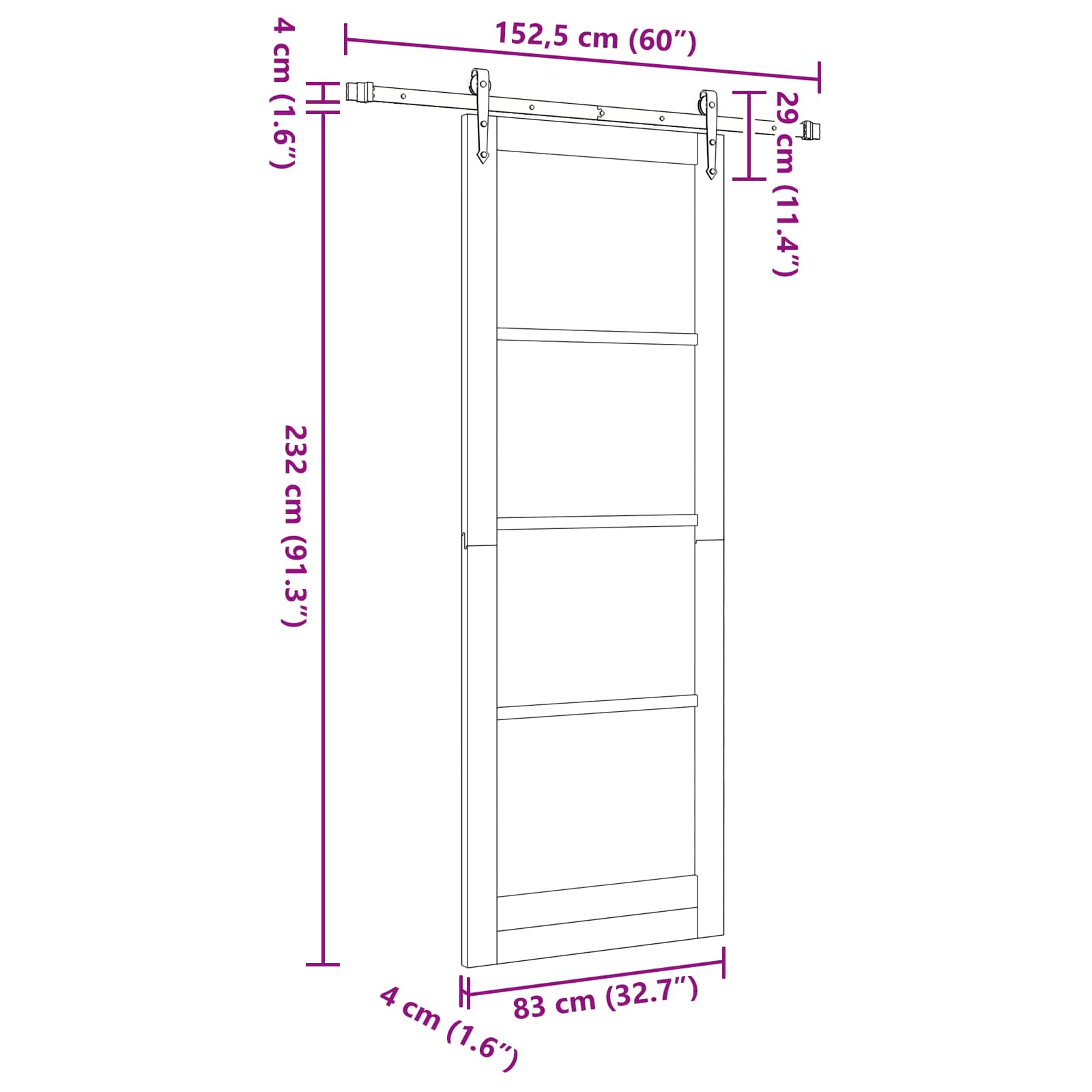 Slankios durys ORKDAL 83 x 232 cm Pušies medienos masyvas