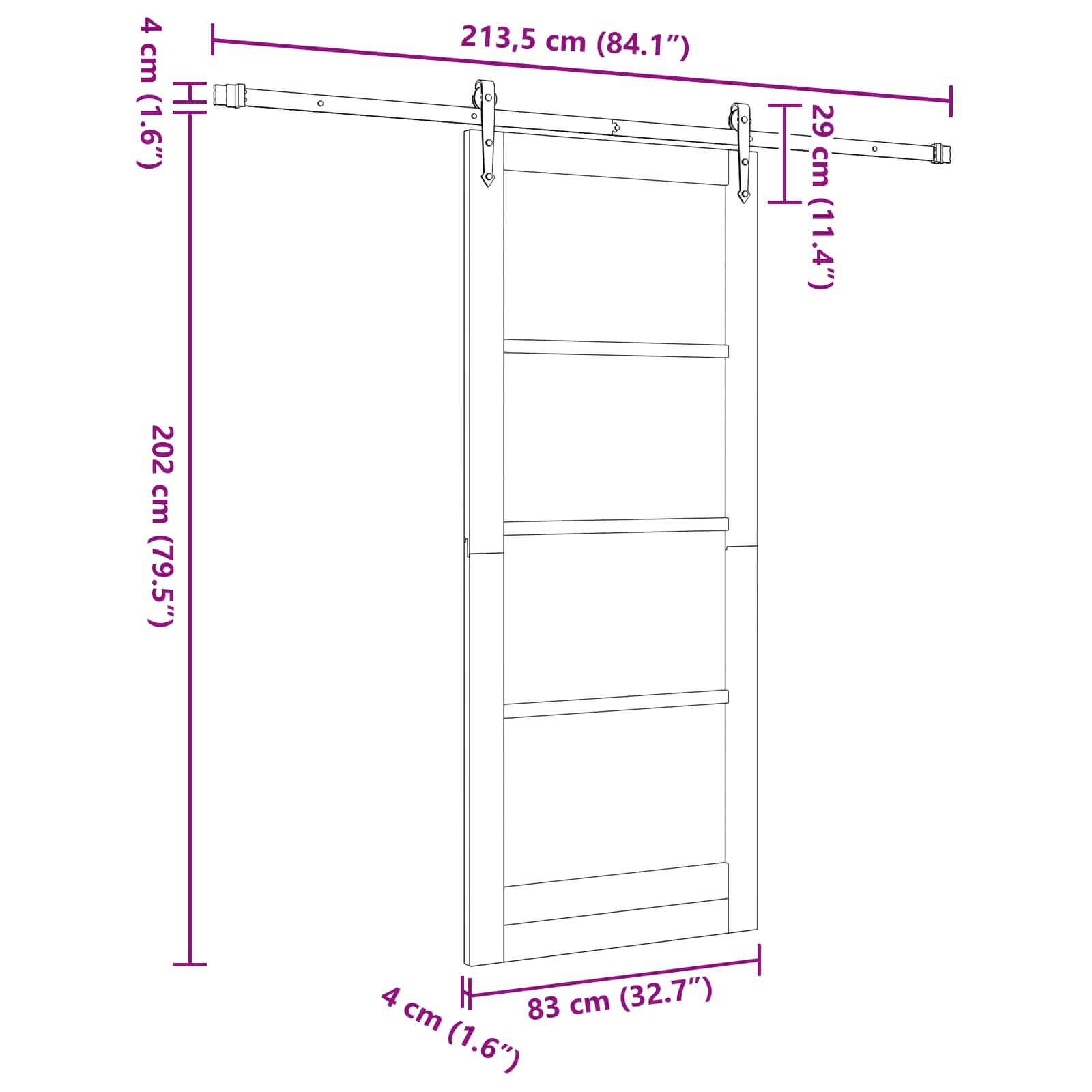 Slankios durys ORKDAL Balta 83 x 202 cm Pušies medienos masyvas
