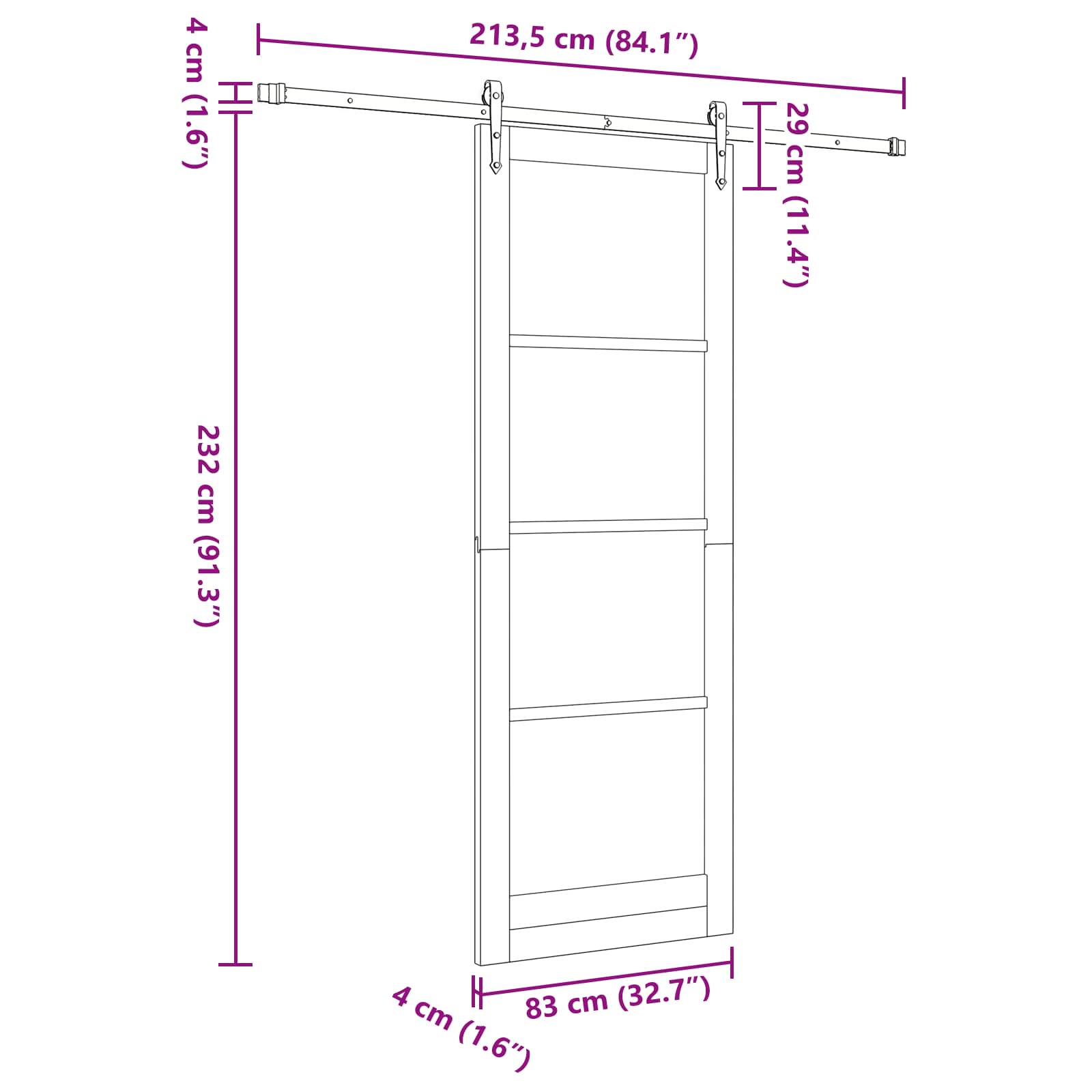Slankios durys ORKDAL 83 x 232 cm Pušies medienos masyvas