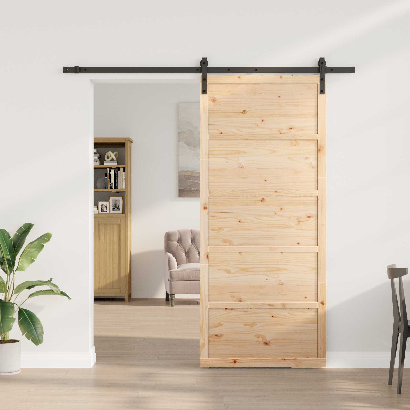 Slankios durys Natūrali 90 x 208 cm Pušies medienos masyvas