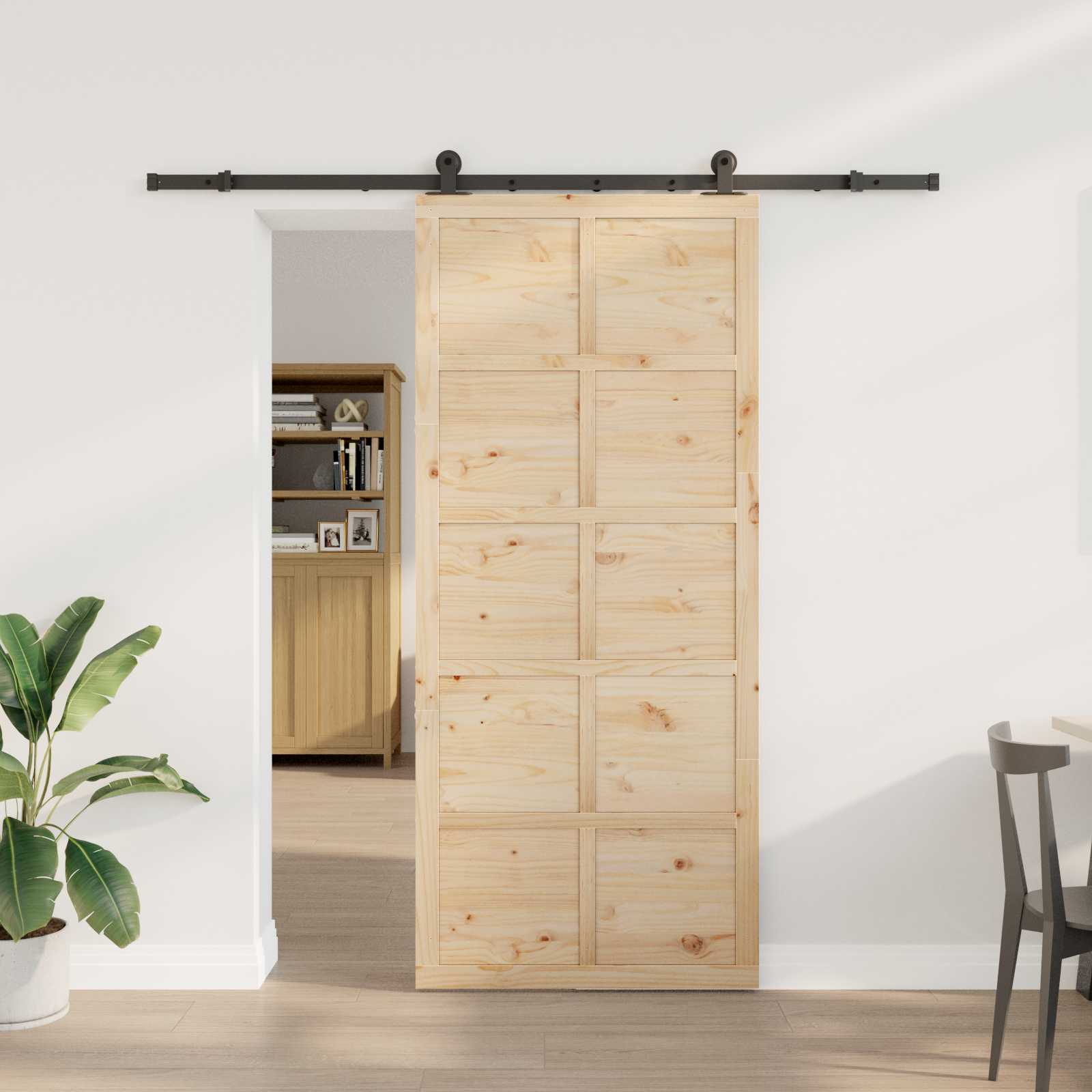 Slankios durys Natūrali 100 x 208 cm Pušies medienos masyvas