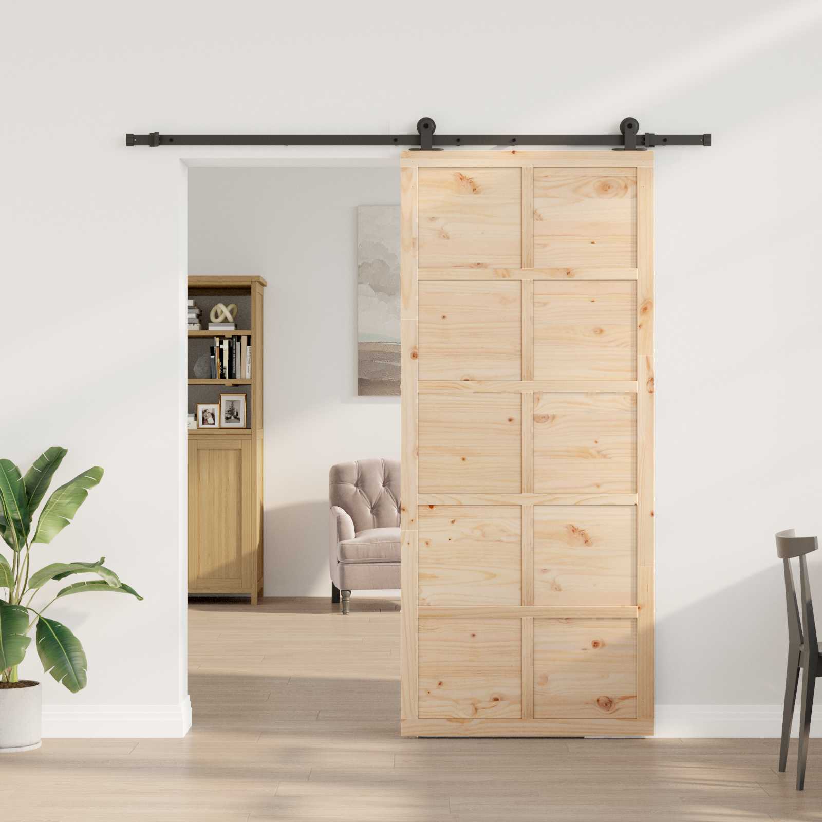 Slankios durys Natūrali 100 x 208 cm Pušies medienos masyvas