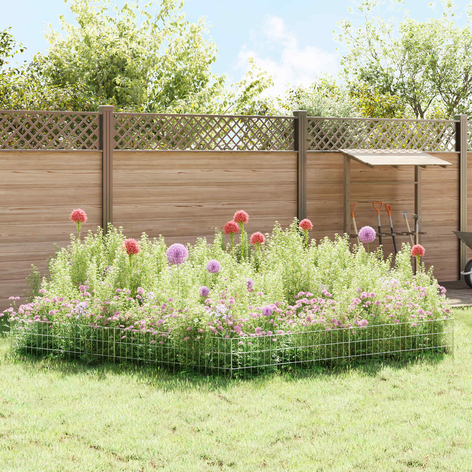 Sodo tvora su kuoliukais 48 pcs 95 x 30 cm Mesh Sidabrinė