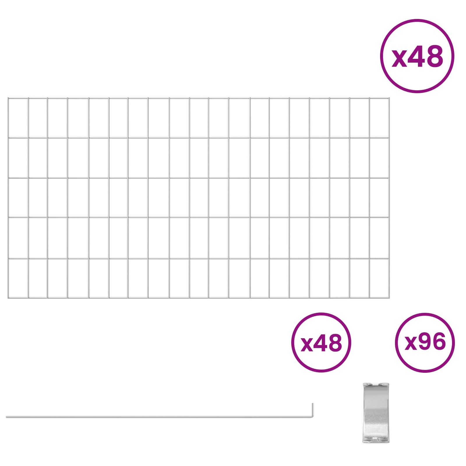 Sodo tvora su kuoliukais 48 pcs 95 x 50 cm Mesh Sidabrinė