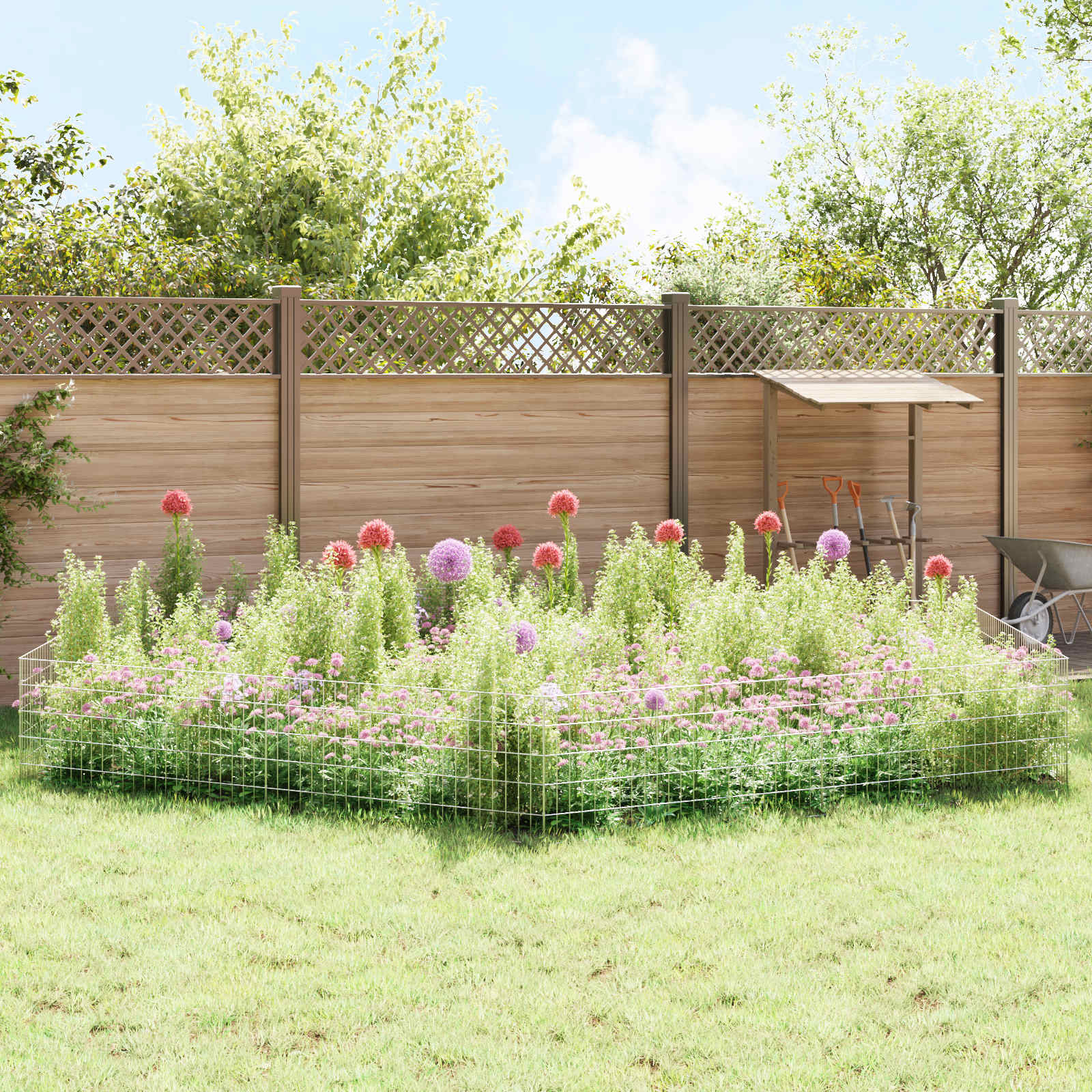 Sodo tvora su kuoliukais 24 pcs 115 x 50 cm Mesh Sidabrinė