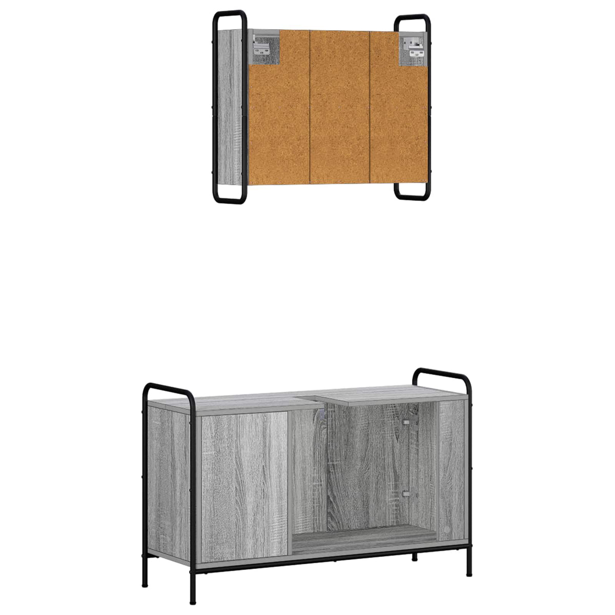 Vonios spintos komplektas 2 vnt. Pilka Sonoma 65,5 x 34 x 61 cm