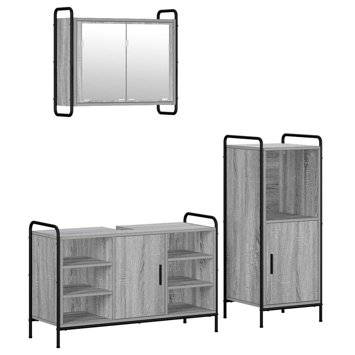 Vonios spintos komplektas 3 vnt. Pilka Sonoma 40 x 36 x 99,5 cm