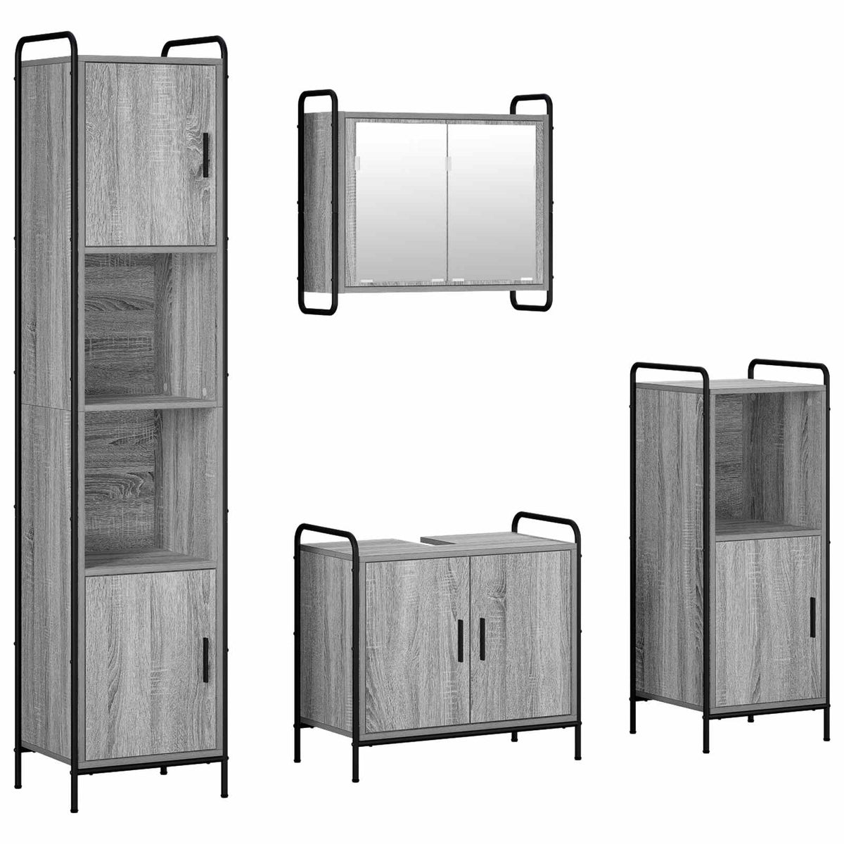 Vonios spintos komplektas 4 vnt. Pilka Sonoma 40 x 36 x 181 cm