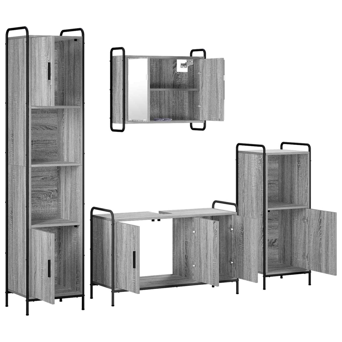 Vonios spintos komplektas 4 vnt. Pilka Sonoma 40 x 36 x 181 cm