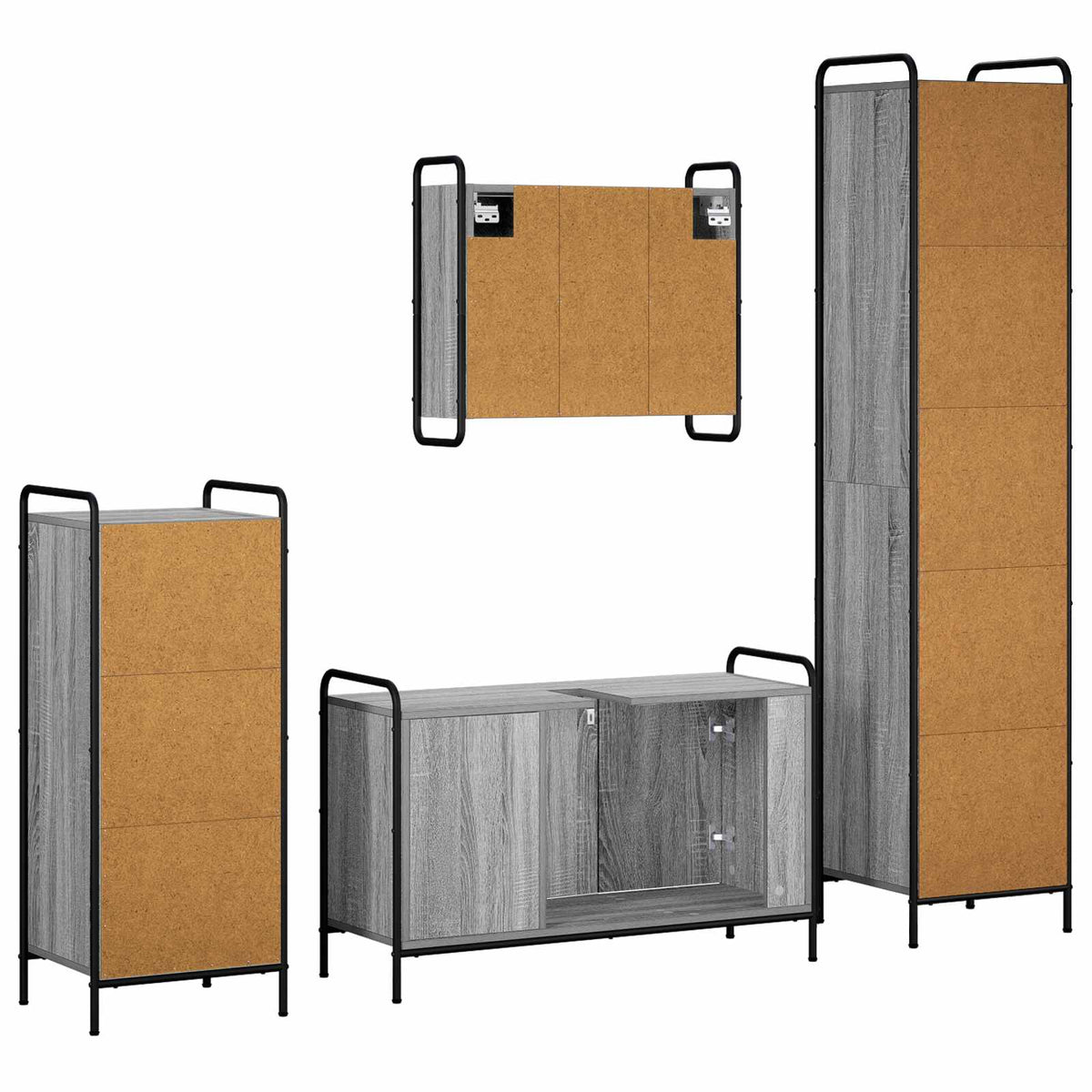 Vonios spintos komplektas 4 vnt. Pilka Sonoma 40 x 36 x 181 cm