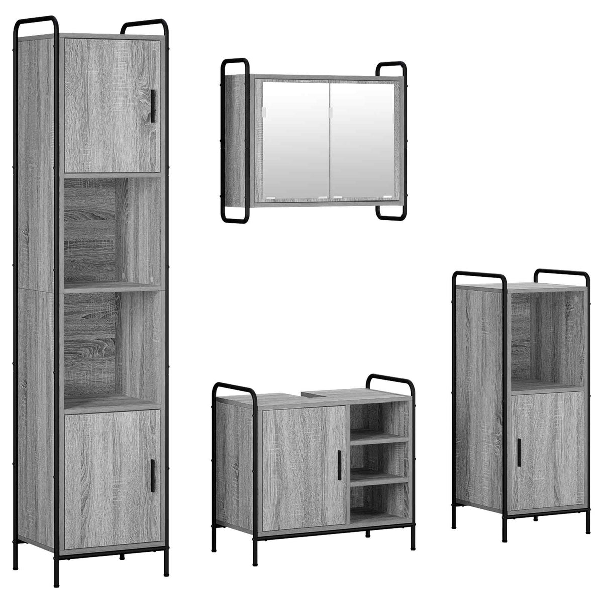 Vonios spintos komplektas 4 vnt. Pilka Sonoma 40 x 36 x 181 cm