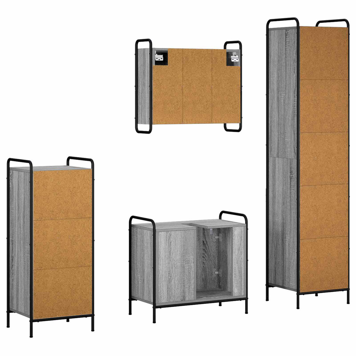 Vonios spintos komplektas 4 vnt. Pilka Sonoma 40 x 36 x 181 cm