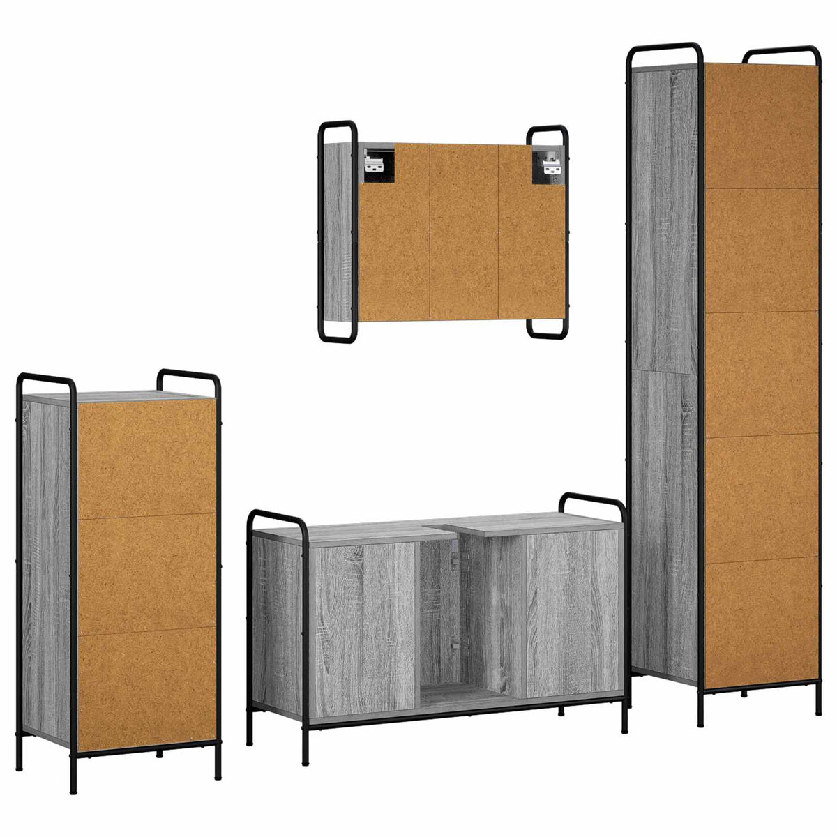 Vonios spintos komplektas 4 vnt. Pilka Sonoma 40 x 36 x 181 cm