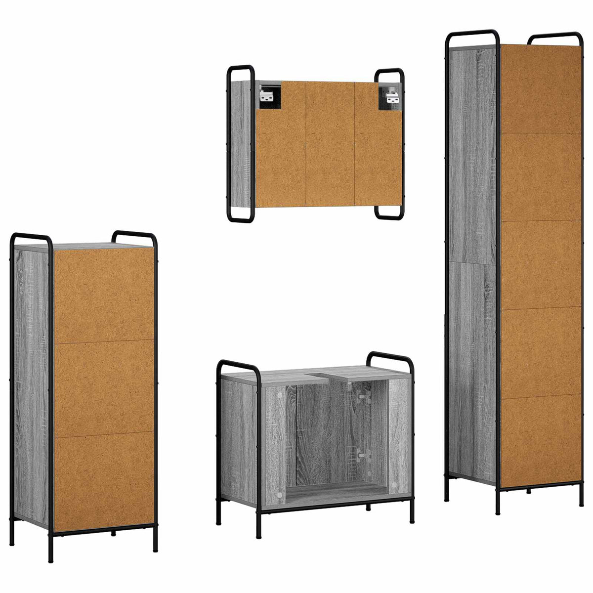 Vonios spintos komplektas 4 vnt. Pilka Sonoma 40 x 36 x 181 cm