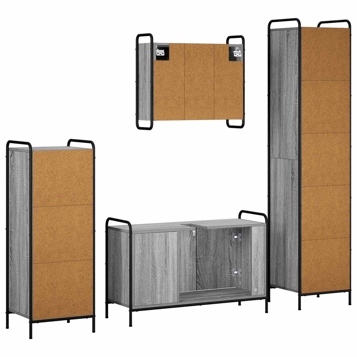 Vonios spintos komplektas 4 vnt. Pilka Sonoma 40 x 36 x 181 cm