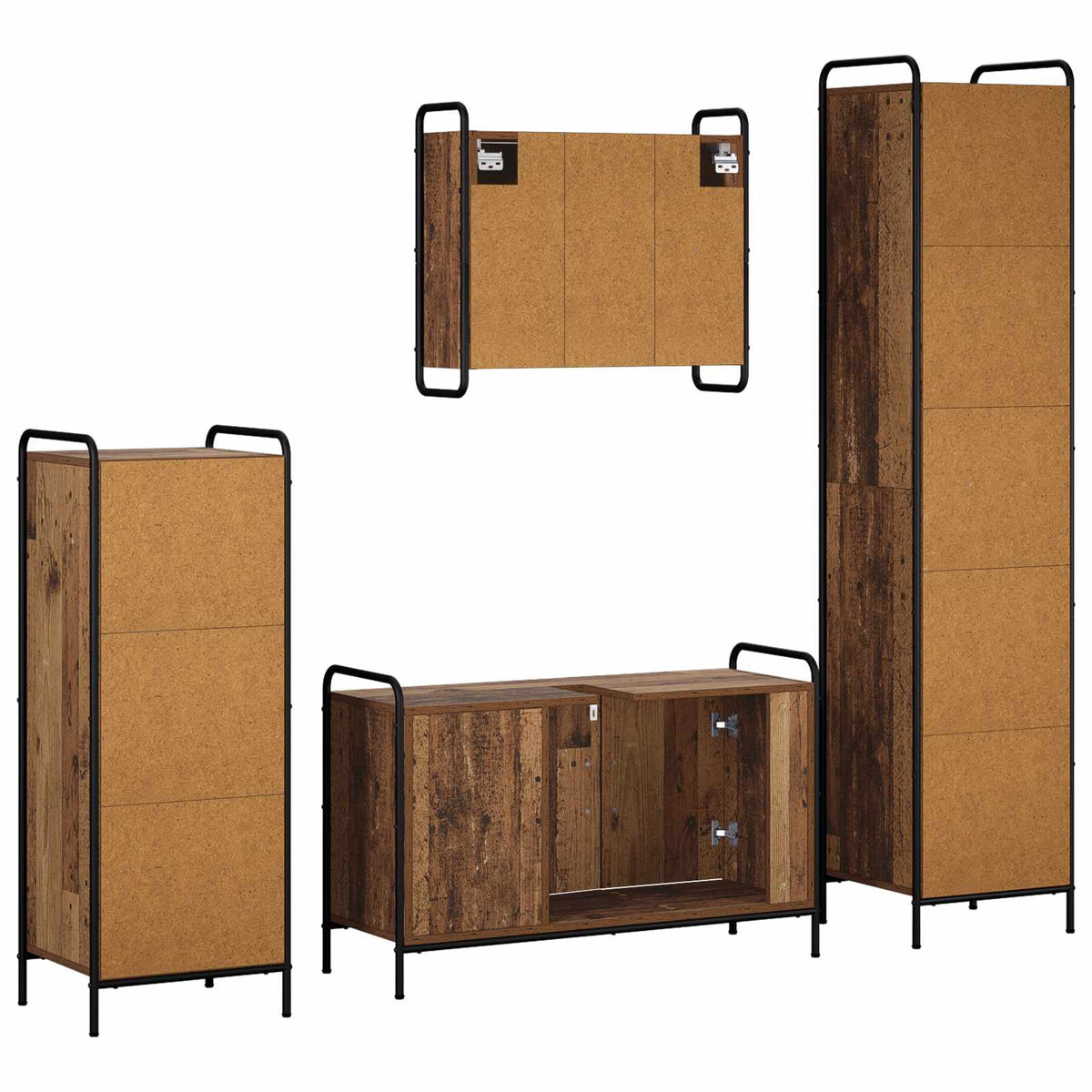 Vonios spintos komplektas 4 vnt. Sendintos medienos