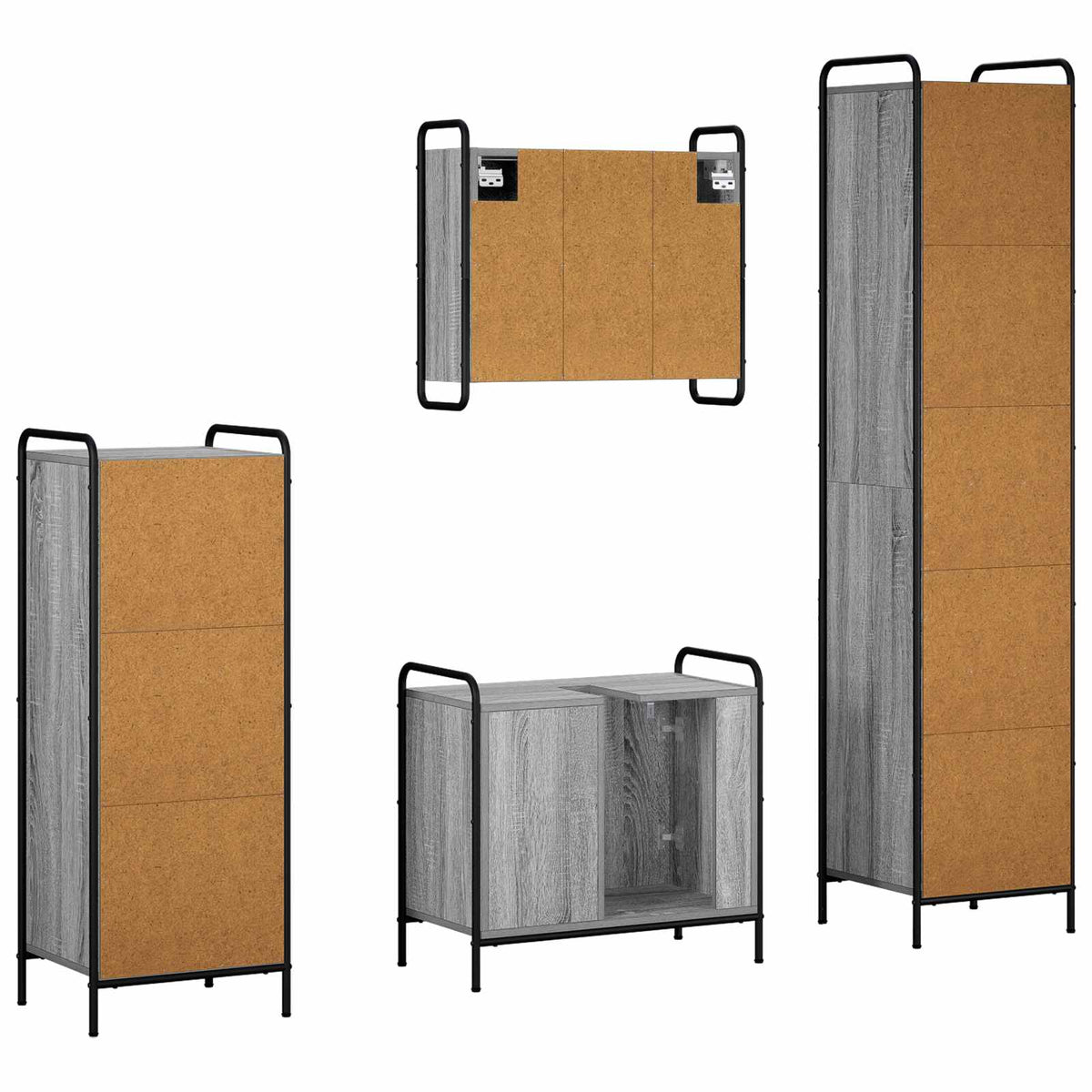 Vonios spintos komplektas 4 vnt. Pilka Sonoma 40 x 36 x 181 cm