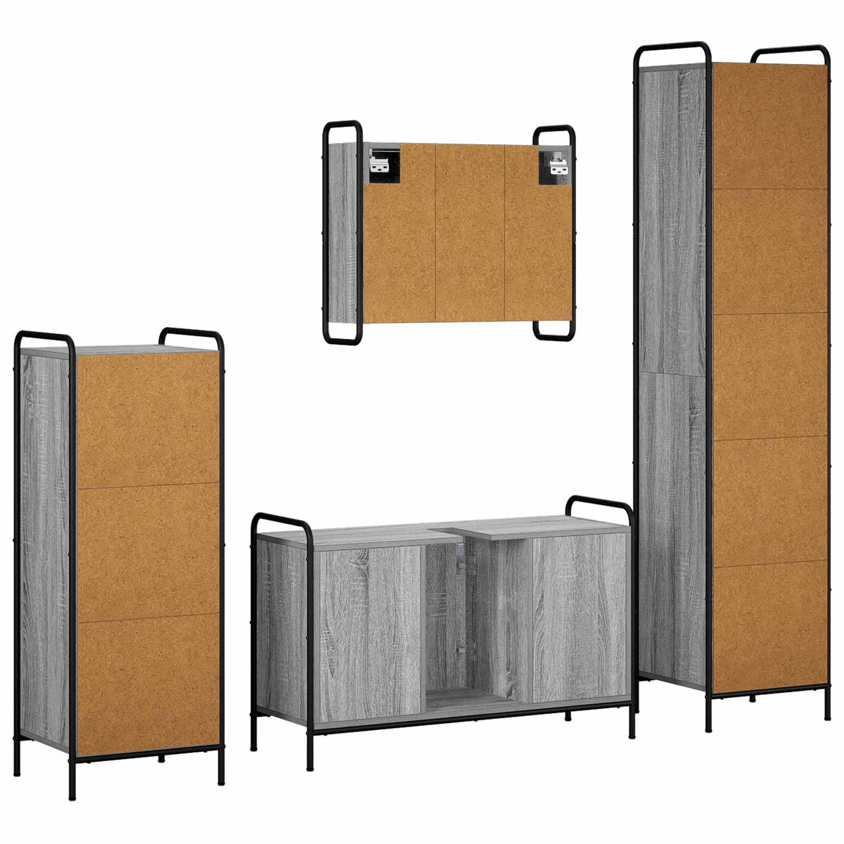 Vonios spintos komplektas 4 vnt. Pilka Sonoma 40 x 36 x 181 cm