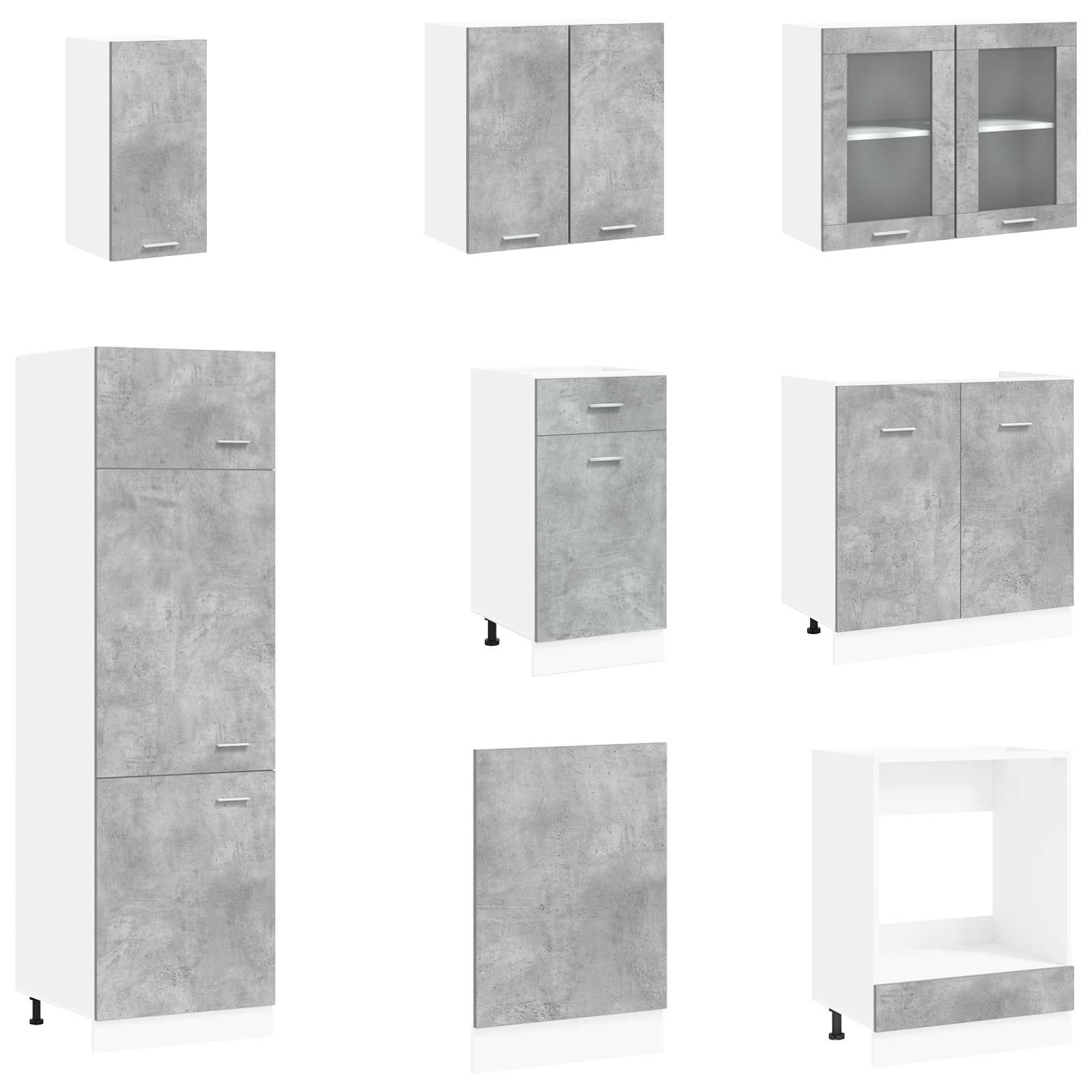 Virtuvės vienetas Lyon 8 pcs Betono pilka Apdirbta mediena