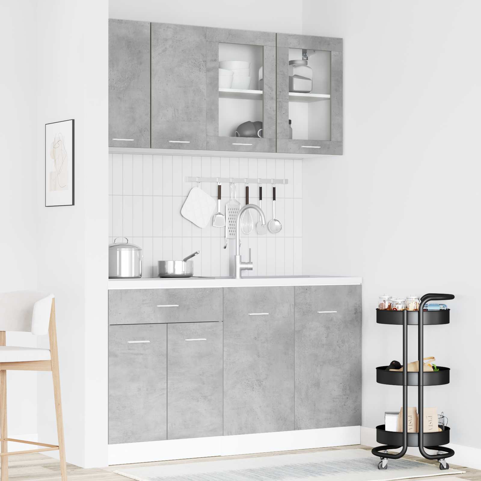 Virtuvės vienetas Lyon 4 pcs Betono pilka Apdirbta mediena