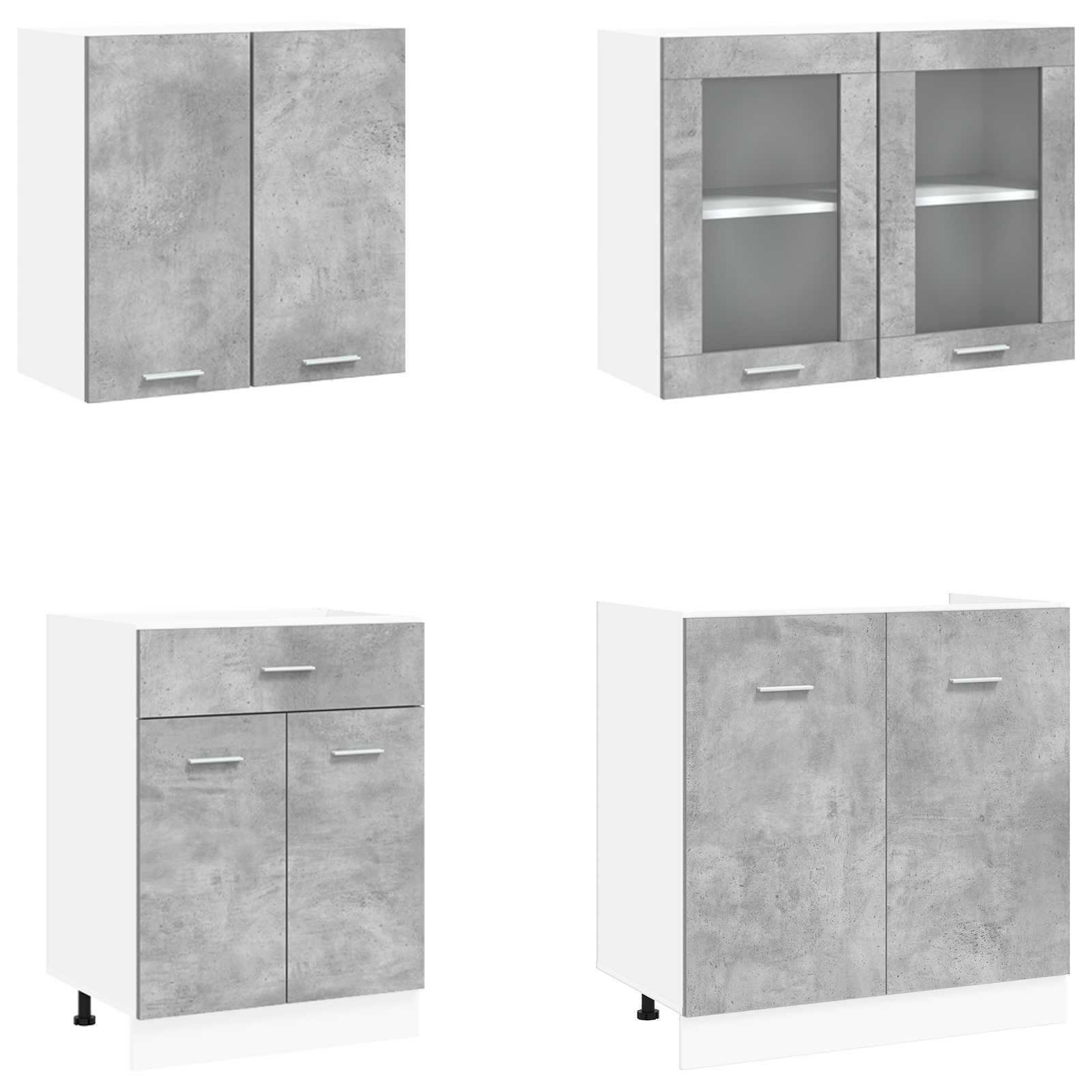 Virtuvės vienetas Lyon 4 pcs Betono pilka Apdirbta mediena