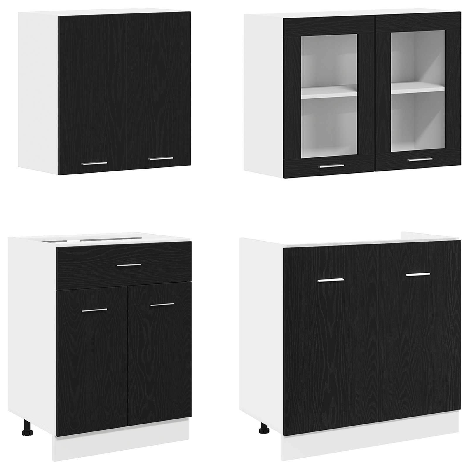Virtuvės vienetas Lyon 4 pcs Juodojo ąžuolo Apdirbta mediena