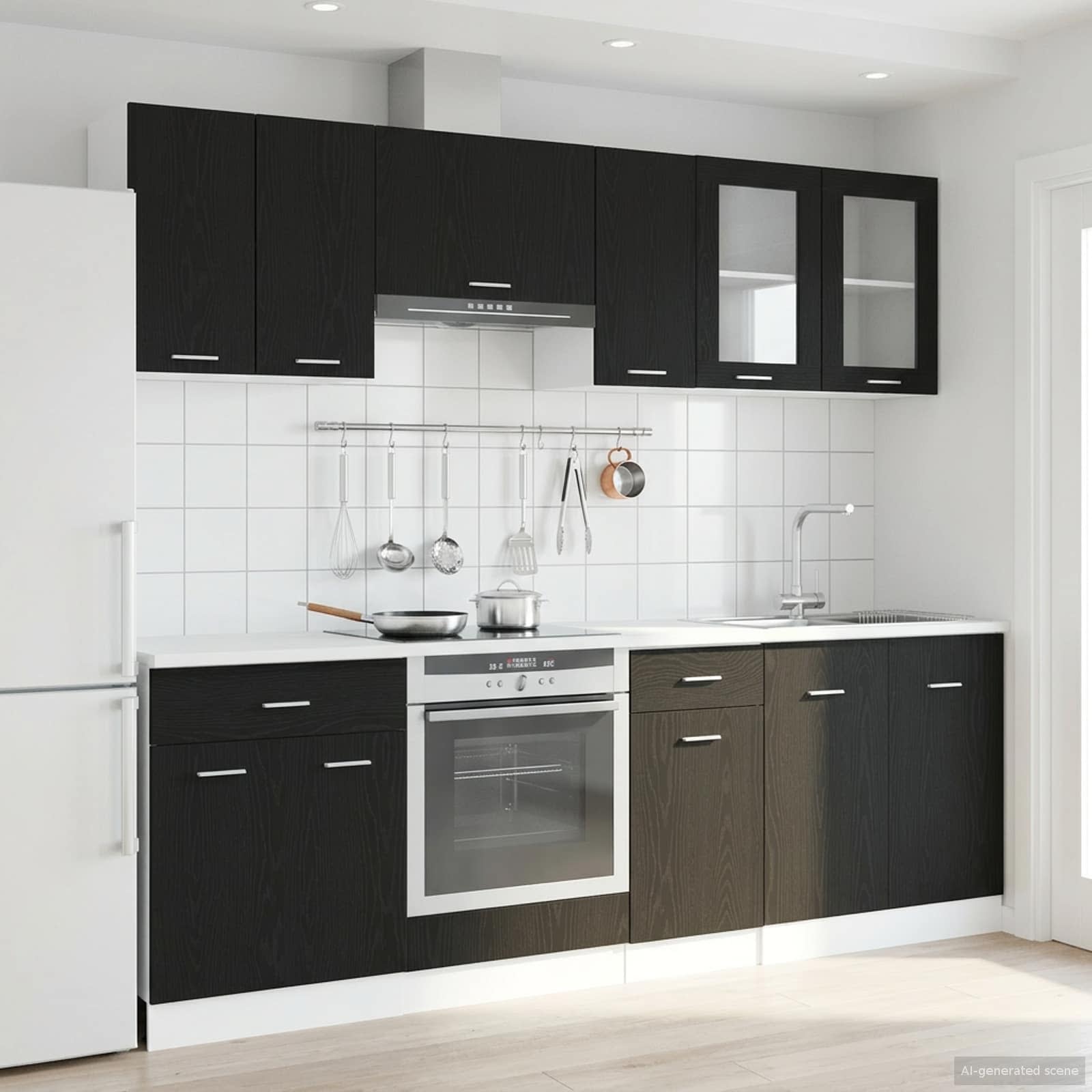 Virtuvės vienetas Lyon 8 pcs Juodojo ąžuolo Apdirbta mediena