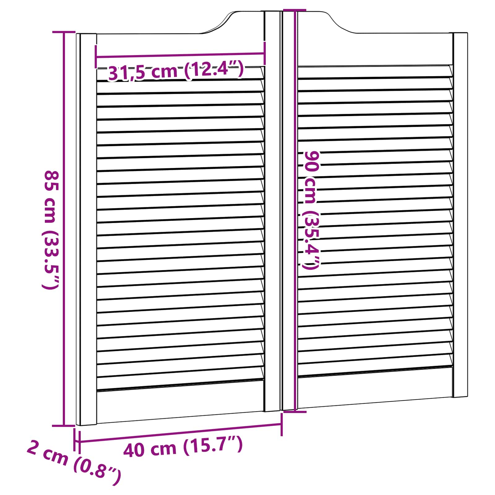 Sukamosios durys Balta 90 x 40 cm Pušies medienos masyvas