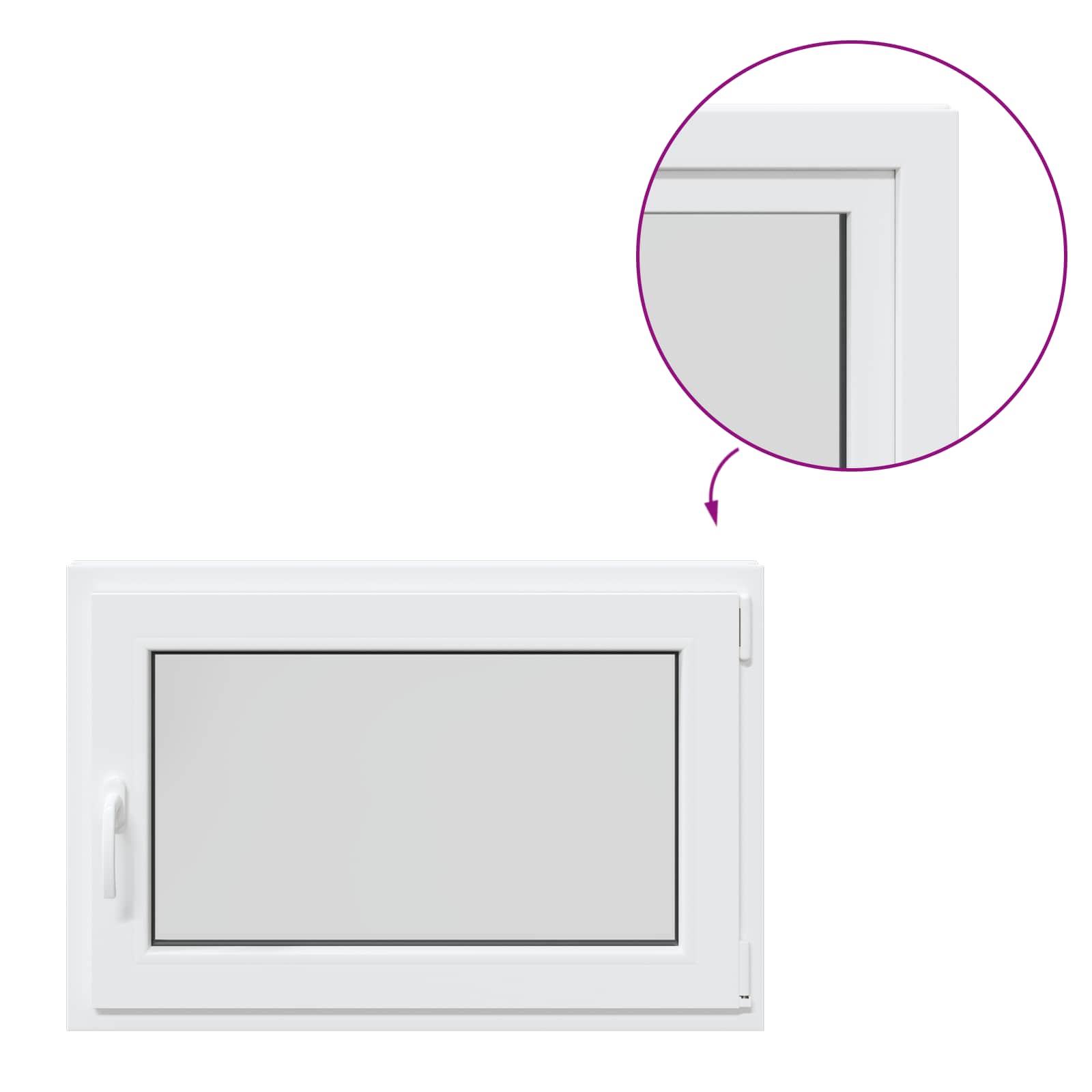 Požeminio lango RISOR Baltas 90 x 70 cm PVC ir stiklas