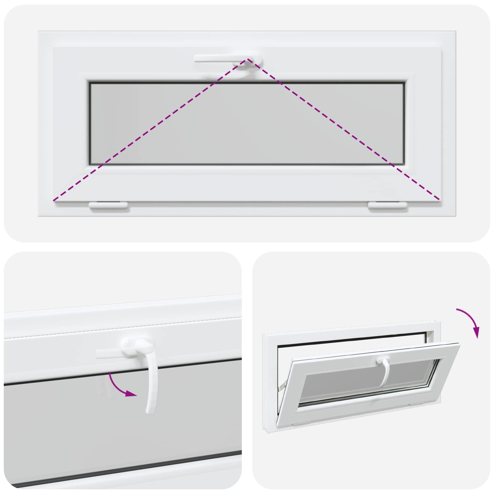 Požeminio lango RISOR 90 x 40 cm PVC ir stiklas