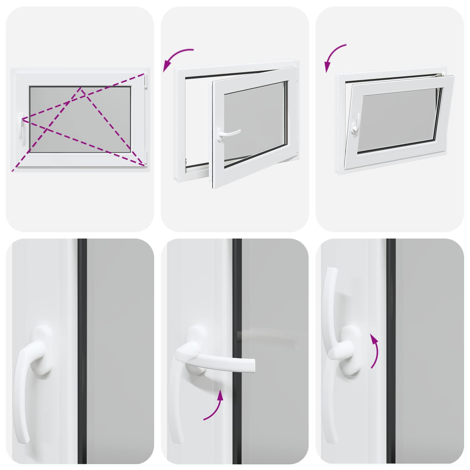 Basement Window RISOR White 80 x 60 cm PVC and Glass