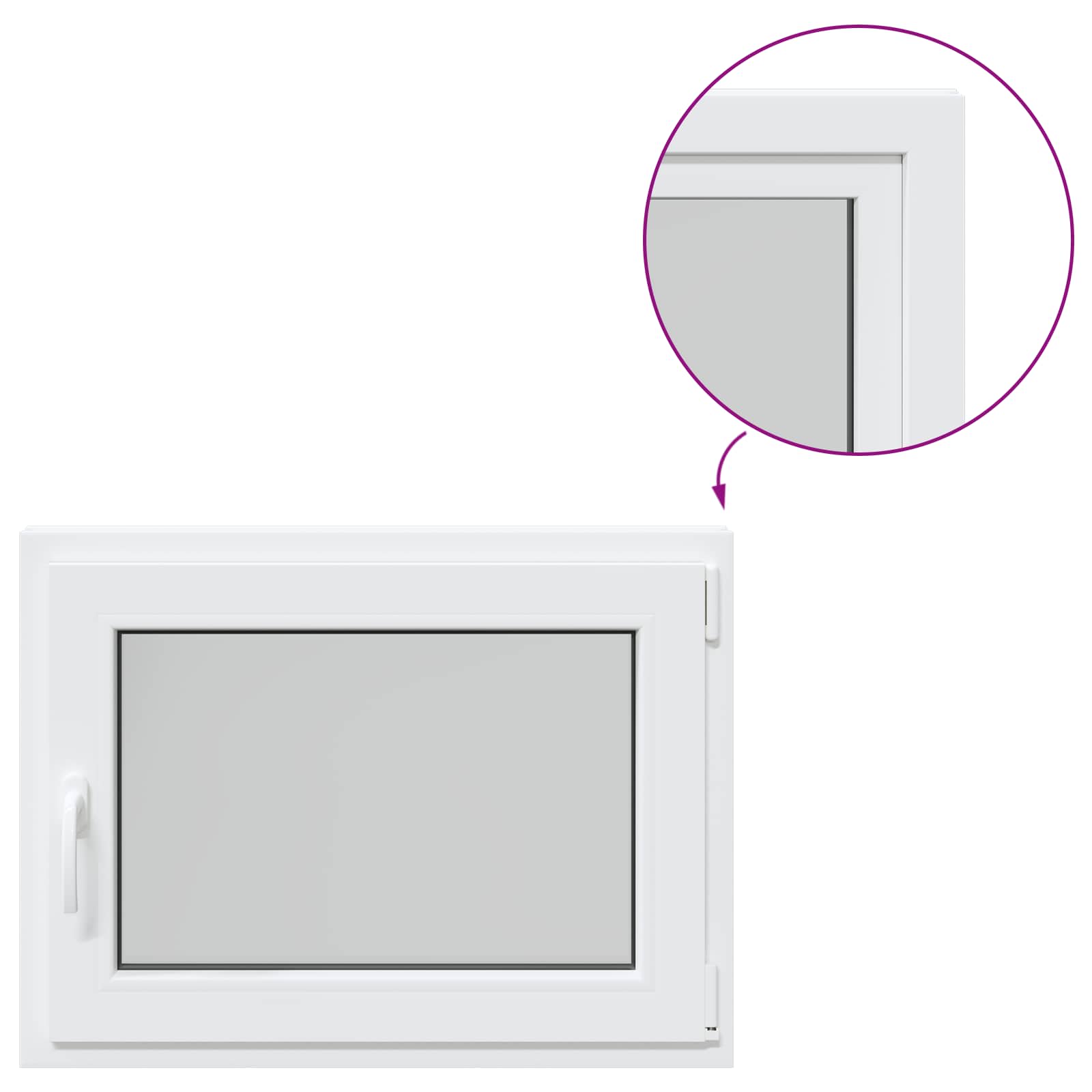 Požeminio lango RISOR Baltas 80 x 70 cm PVC ir stiklas