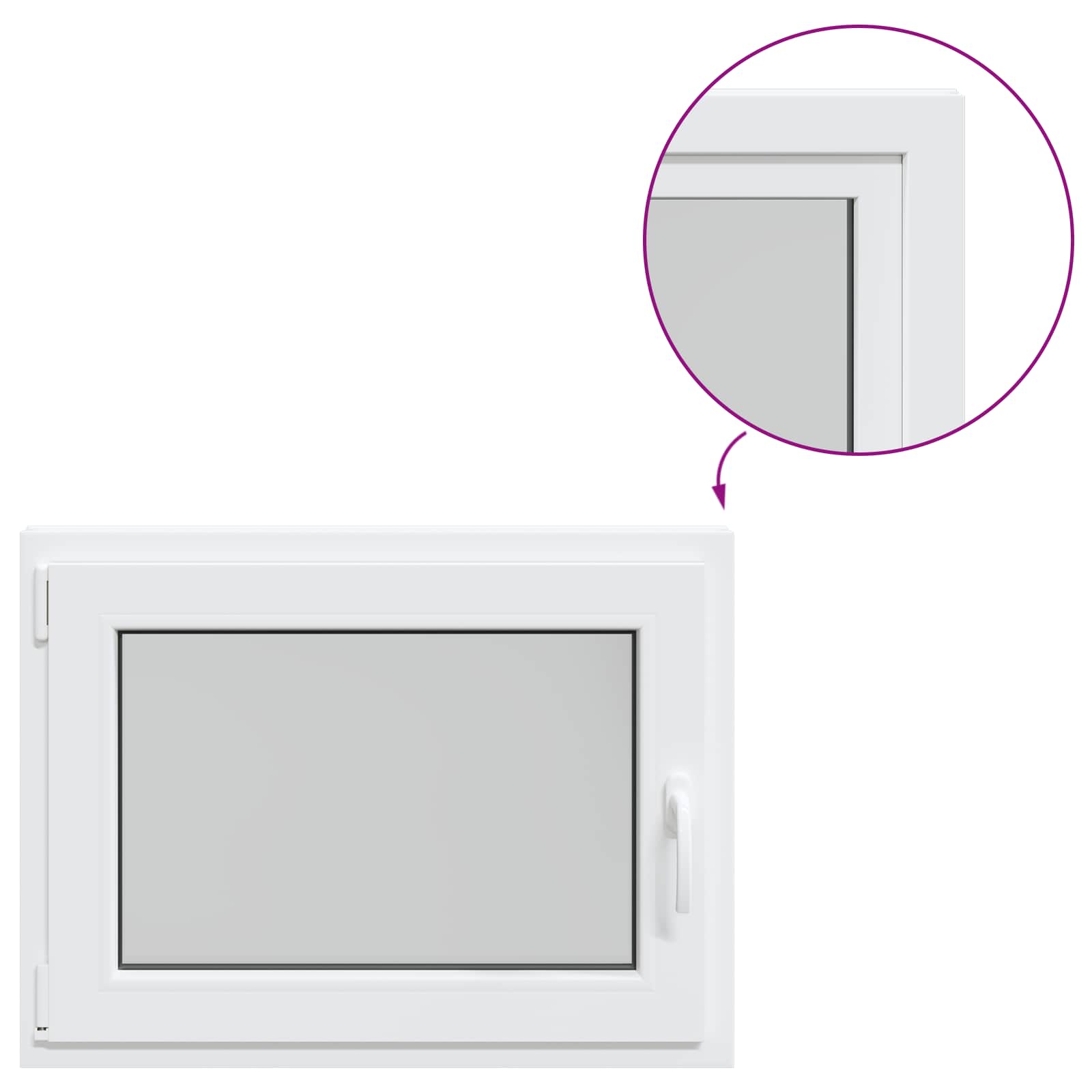 Požeminio lango RISOR Baltas 80 x 70 cm PVC ir stiklas