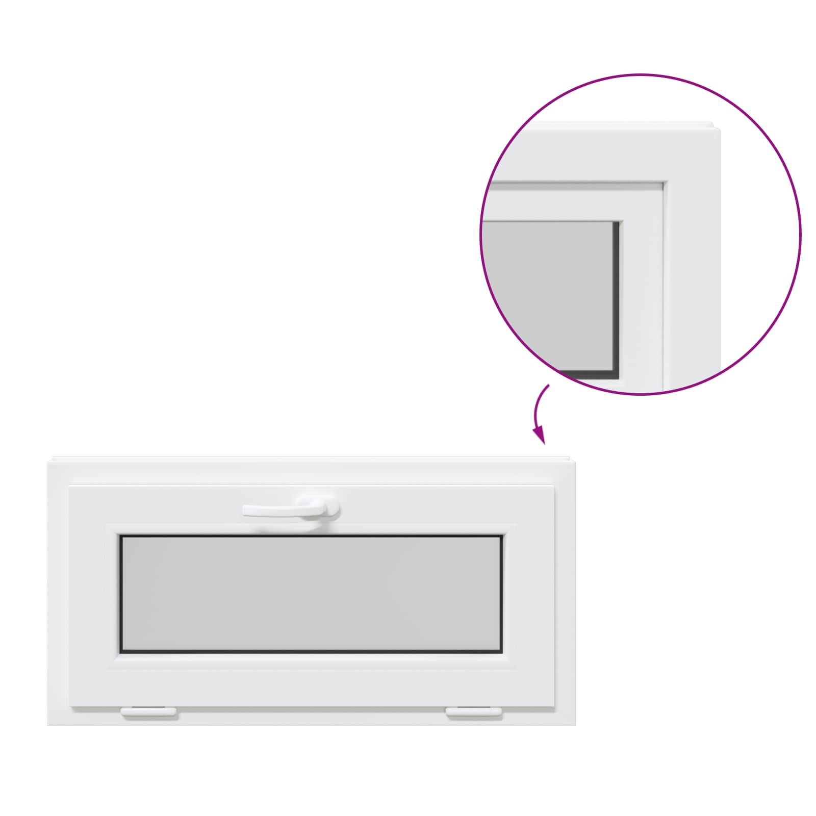 Požeminio lango RISOR 80 x 40 cm PVC ir stiklas Balta