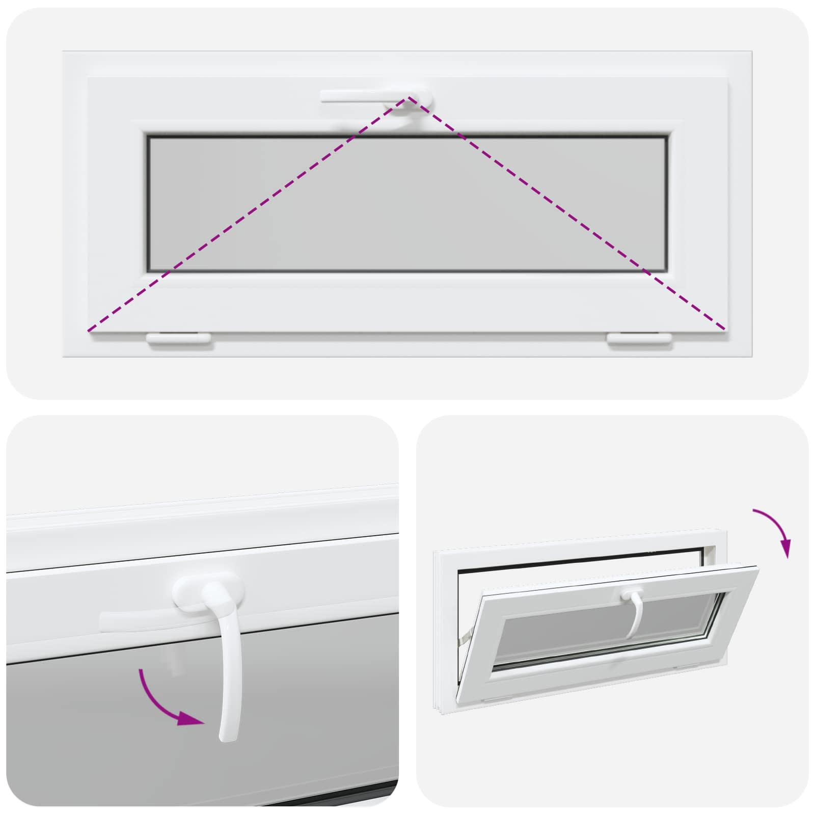 Požeminio lango RISOR 90 x 40 cm PVC ir stiklas